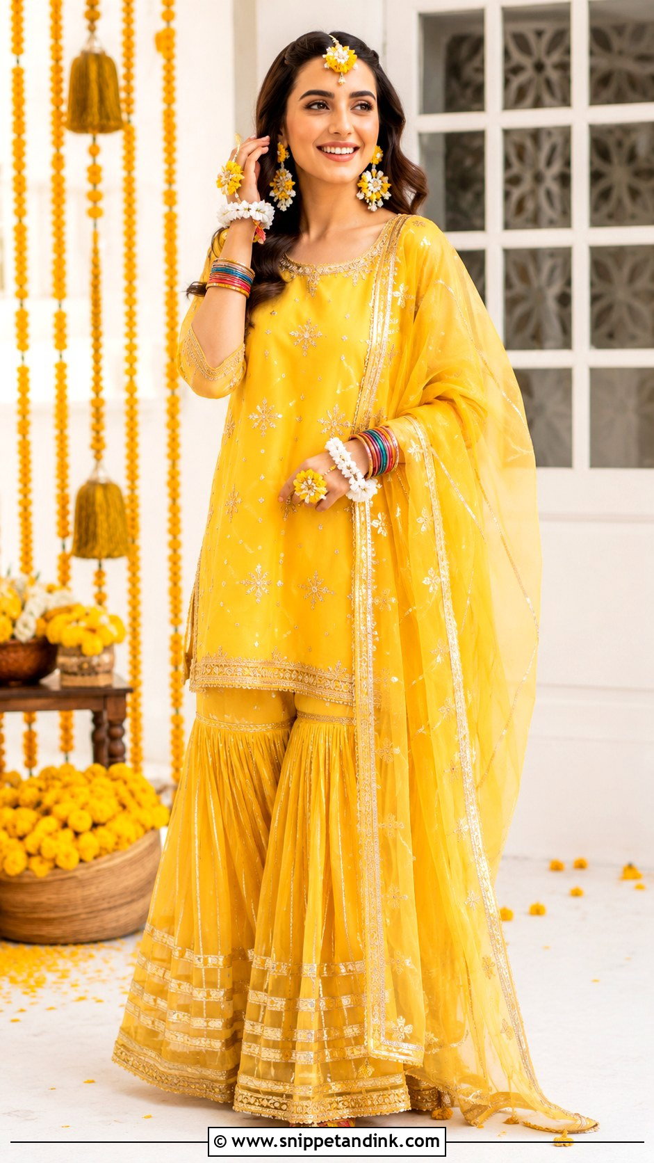 Iqra Aziz Yellow Mayun Gharara - Snippet and Ink - 20 Iqra Aziz Wedding Dress Ideas