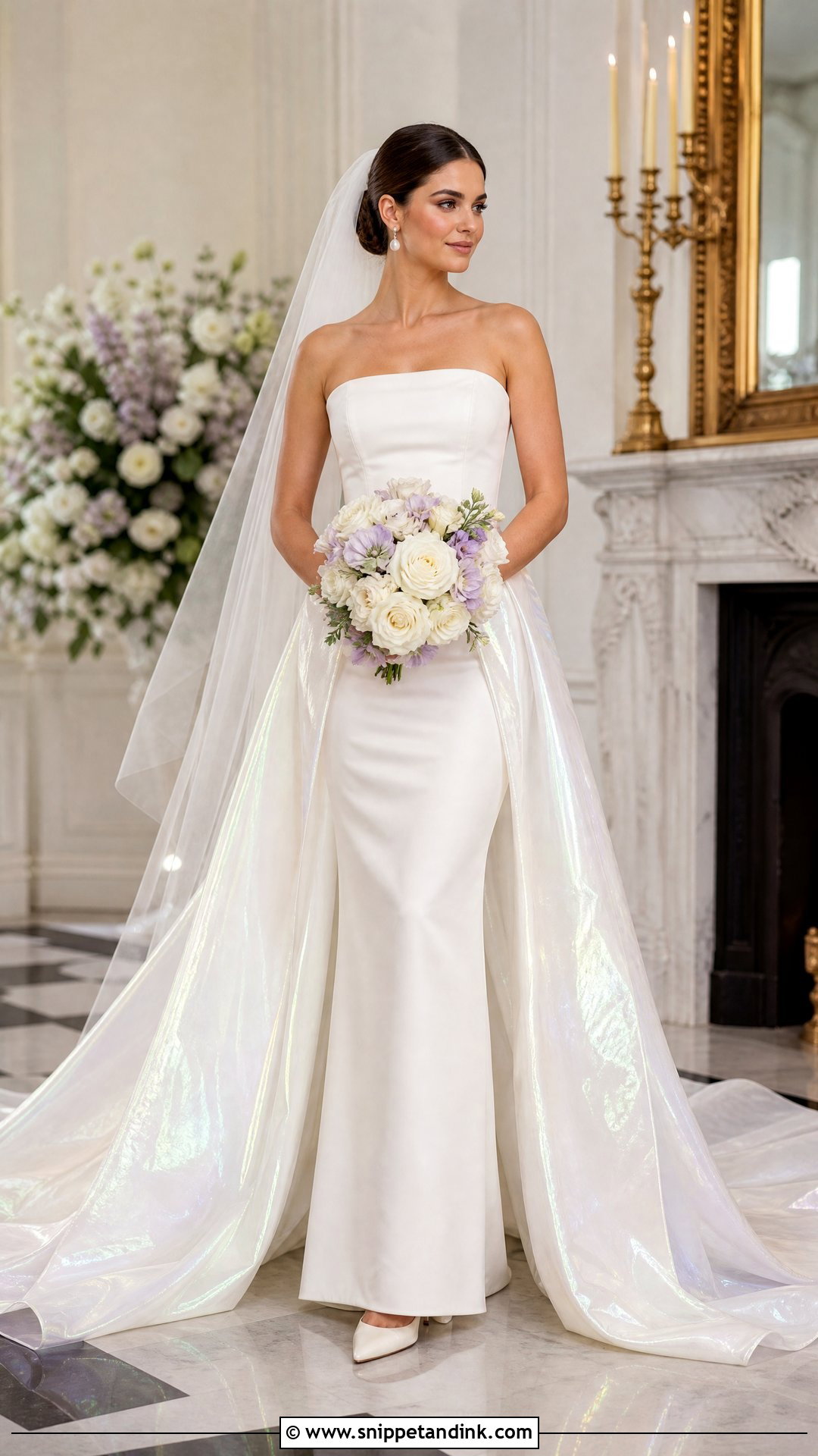 Iridescent Detachable Overskirt Wedding Dress - Snippet and Ink - 25 Iridescent Wedding Dress Ideas