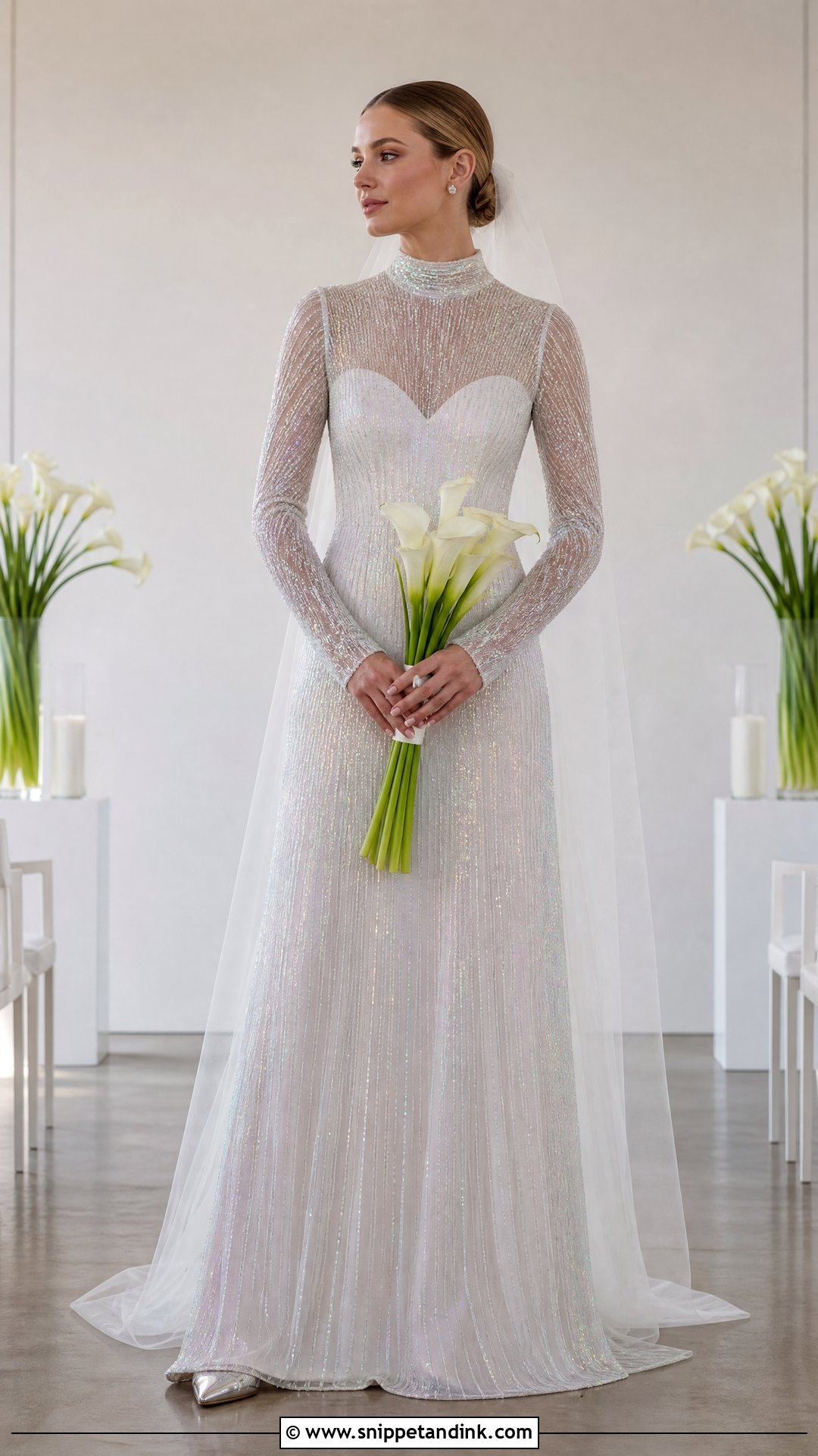 Iridescent High Neck Wedding Dress - Snippet and Ink - 25 Iridescent Wedding Dress Ideas