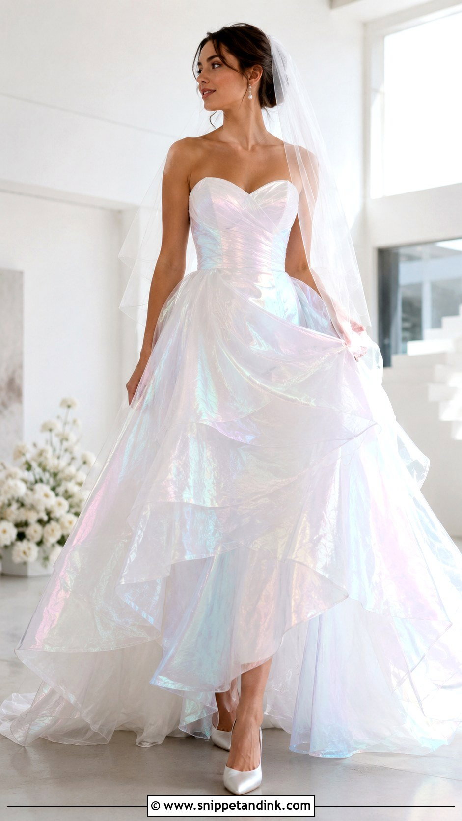 Iridescent Organza Wedding Dress - Snippet and Ink - 20 Shiny Wedding Dress Ideas