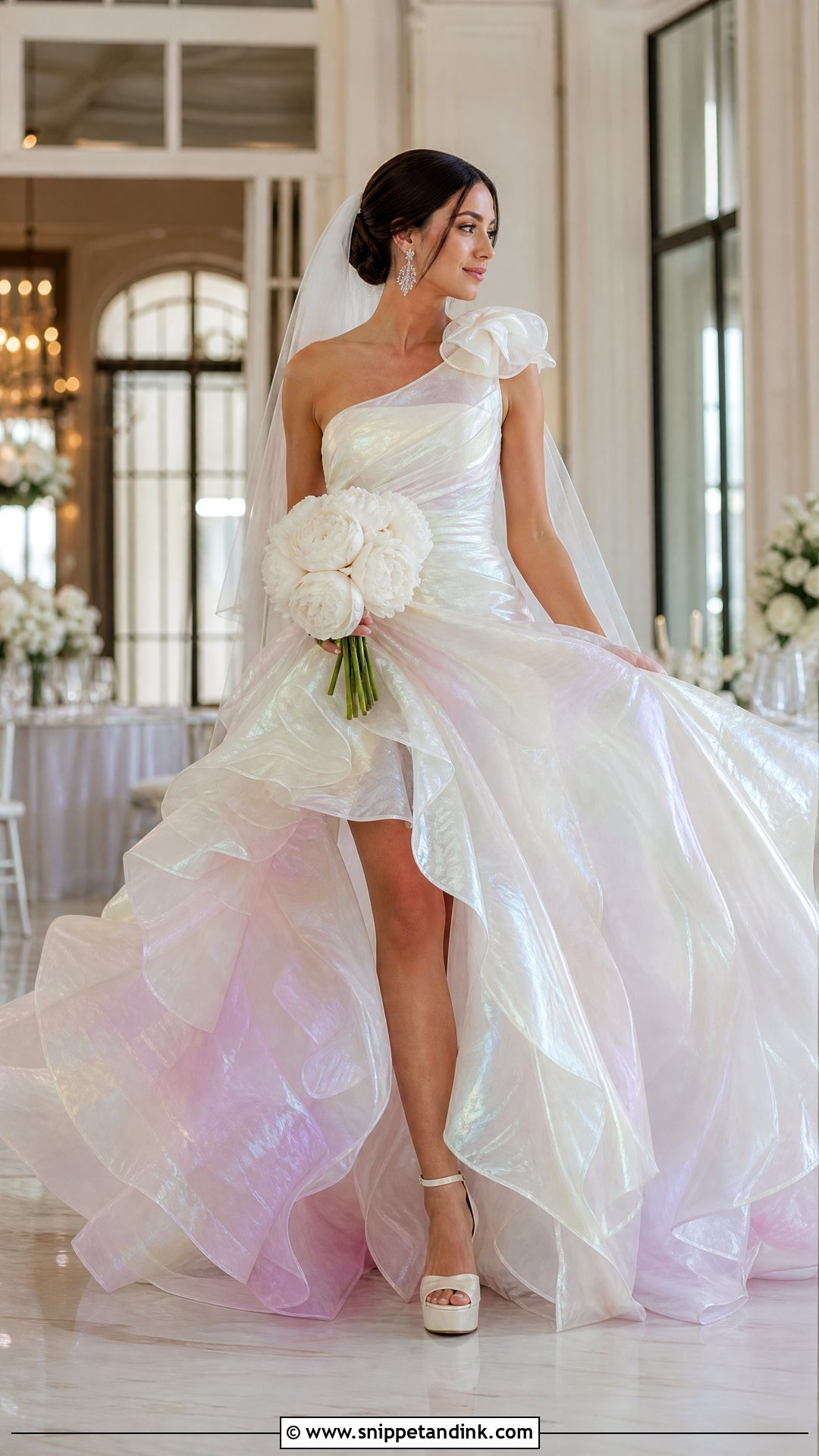 Iridescent Ruffle Wedding Dress - Snippet and Ink - 25 Iridescent Wedding Dress Ideas