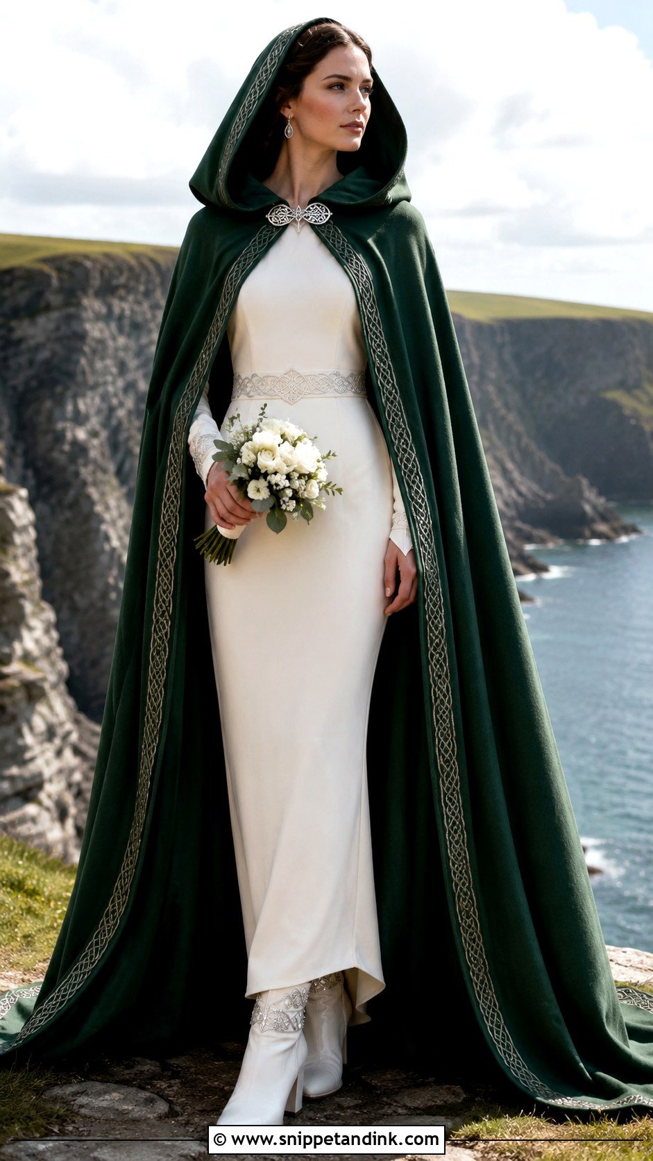 Irish Celtic Wedding Dress With Hooded Cape - Snippet and Ink - 20 Irish Celtic Wedding Dress Ideas