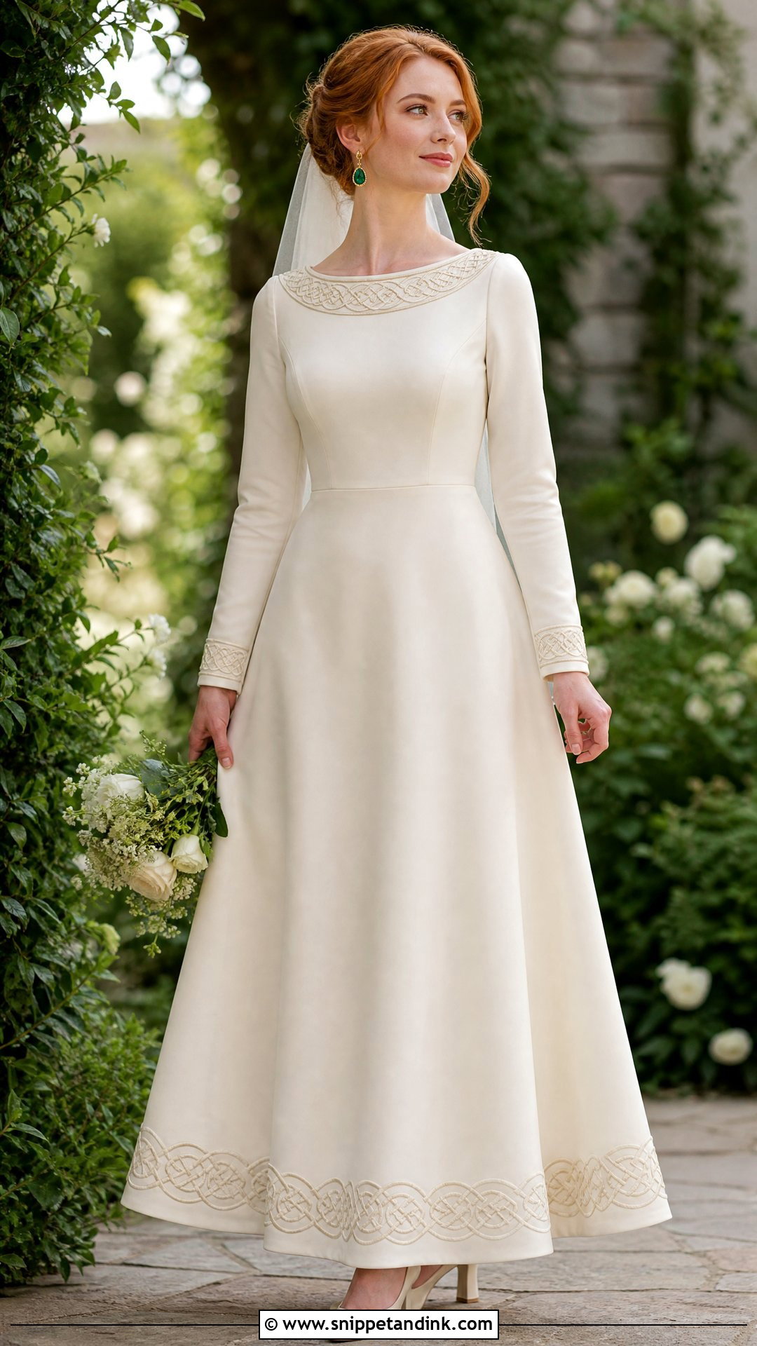 Irish Celtic Wedding Dress With Knot Embroidery - Snippet and Ink - 25 Celtic Wedding Dress Ideas