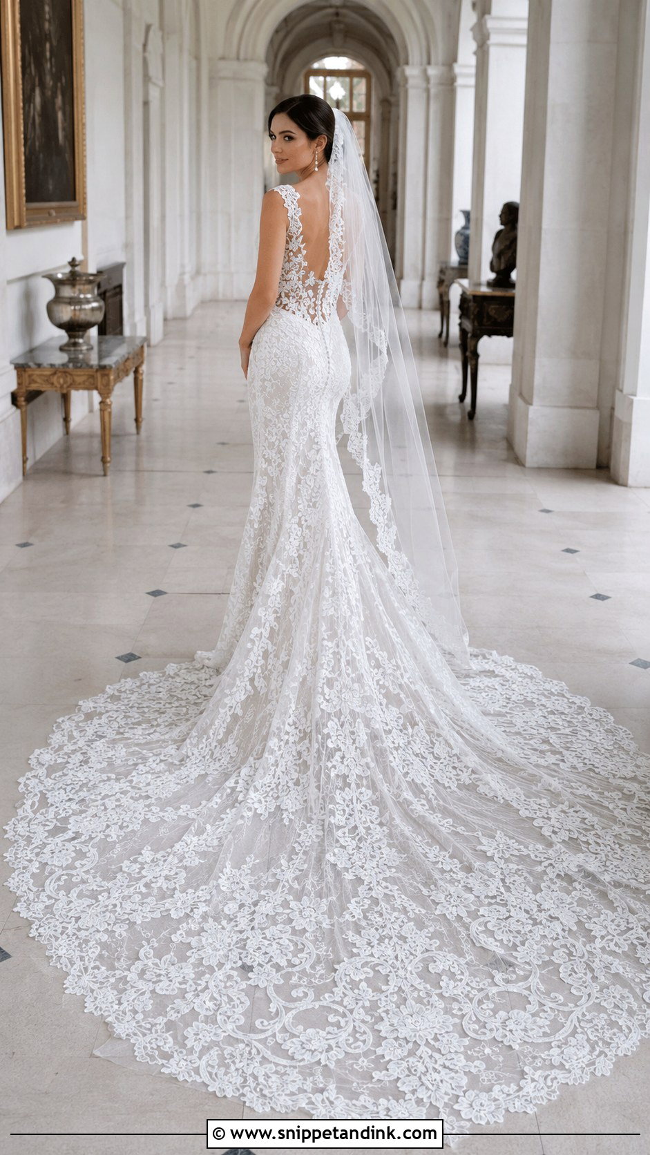 Irish Lace Wedding Dress With Cathedral Train - Snippet and Ink - 20 Irish Lace Wedding Dress Ideas