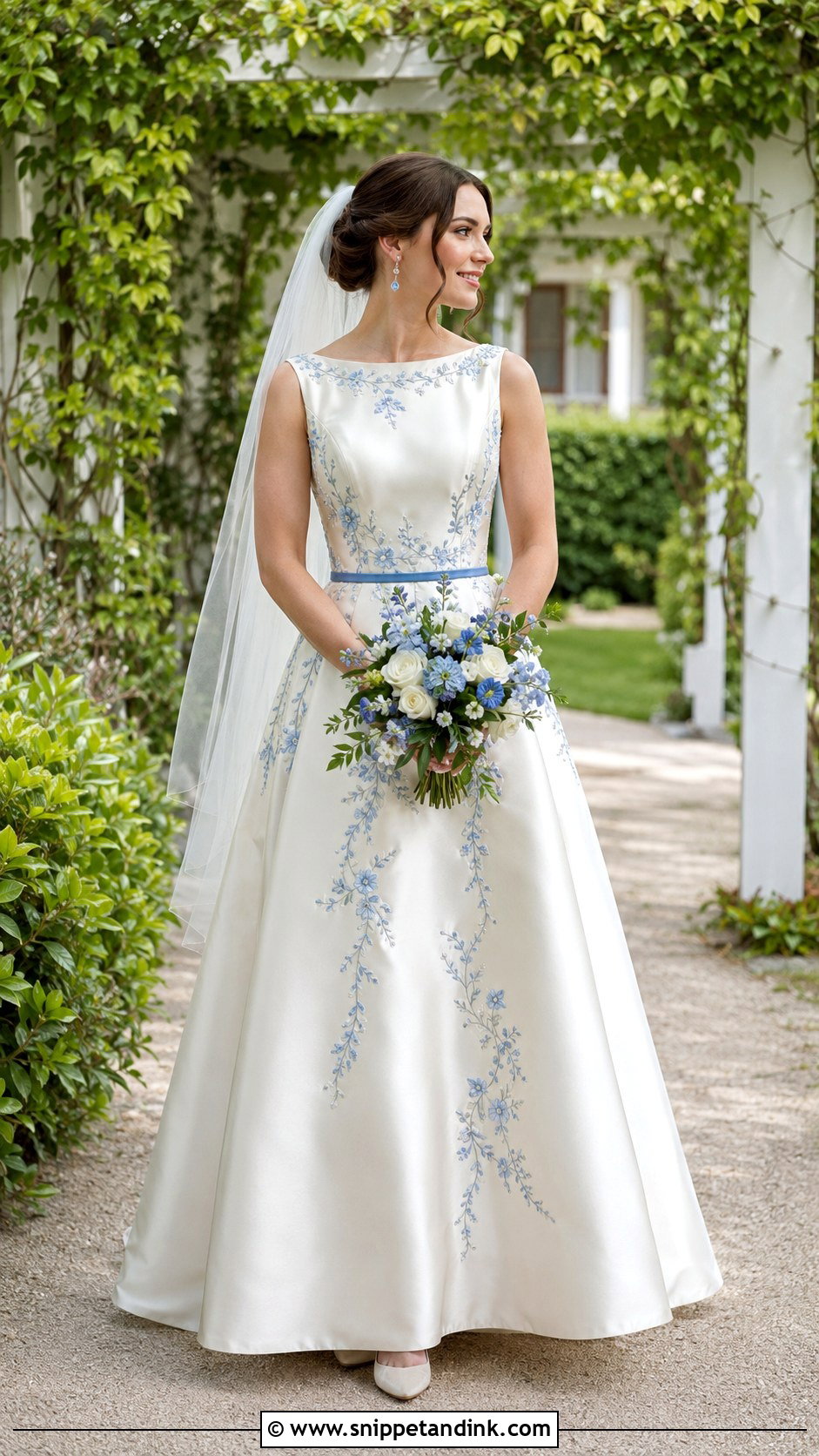 Irish Wedding Dress With Blue Details - Snippet and Ink - 20 Irish Wedding Dress Ideas