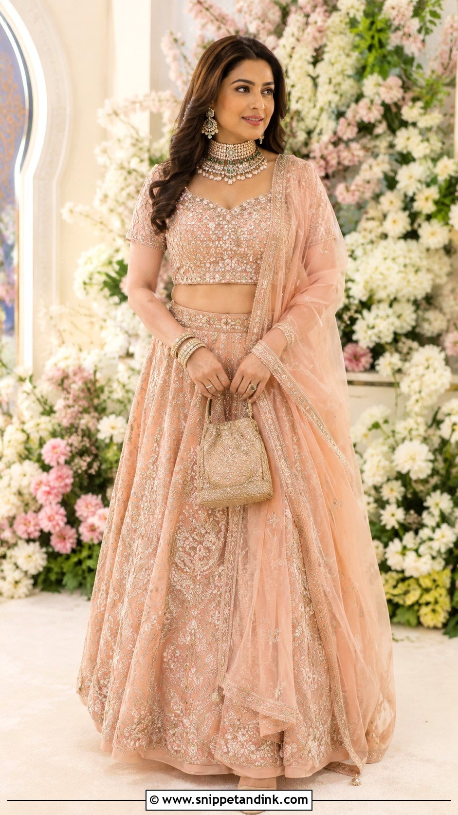 Isha Ambani Pastel Peach Lehenga - Snippet and Ink - 20 Anant Ambani Wedding Outfits