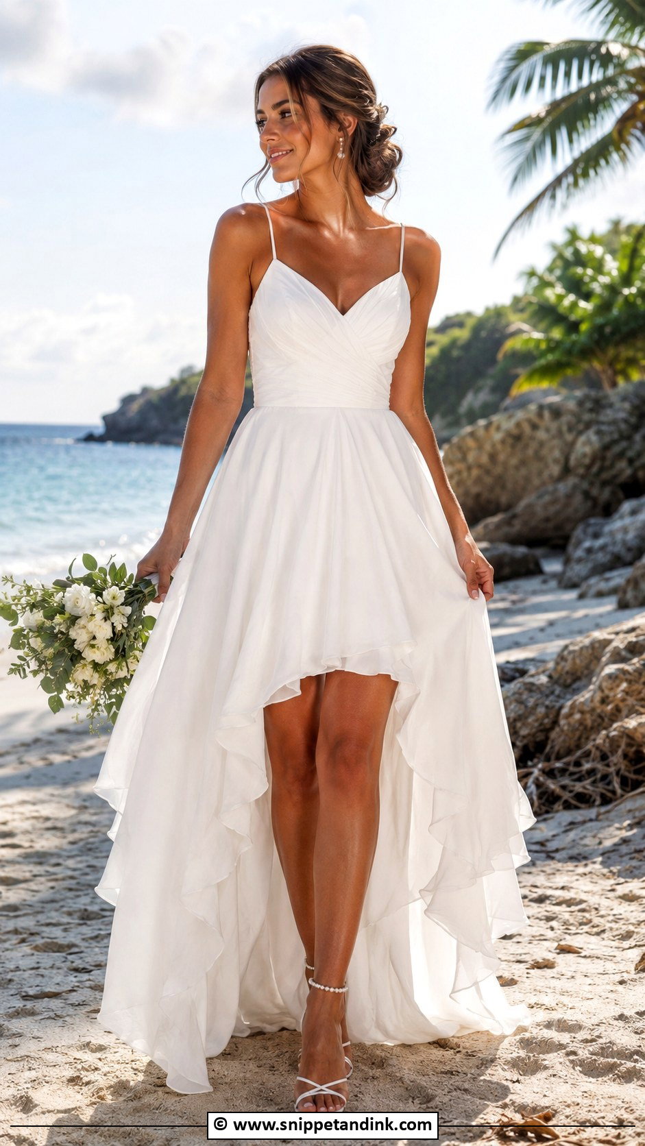 Island Wedding High Low Dress Outfit - Snippet and Ink - 25 Island Wedding Dress Ideas