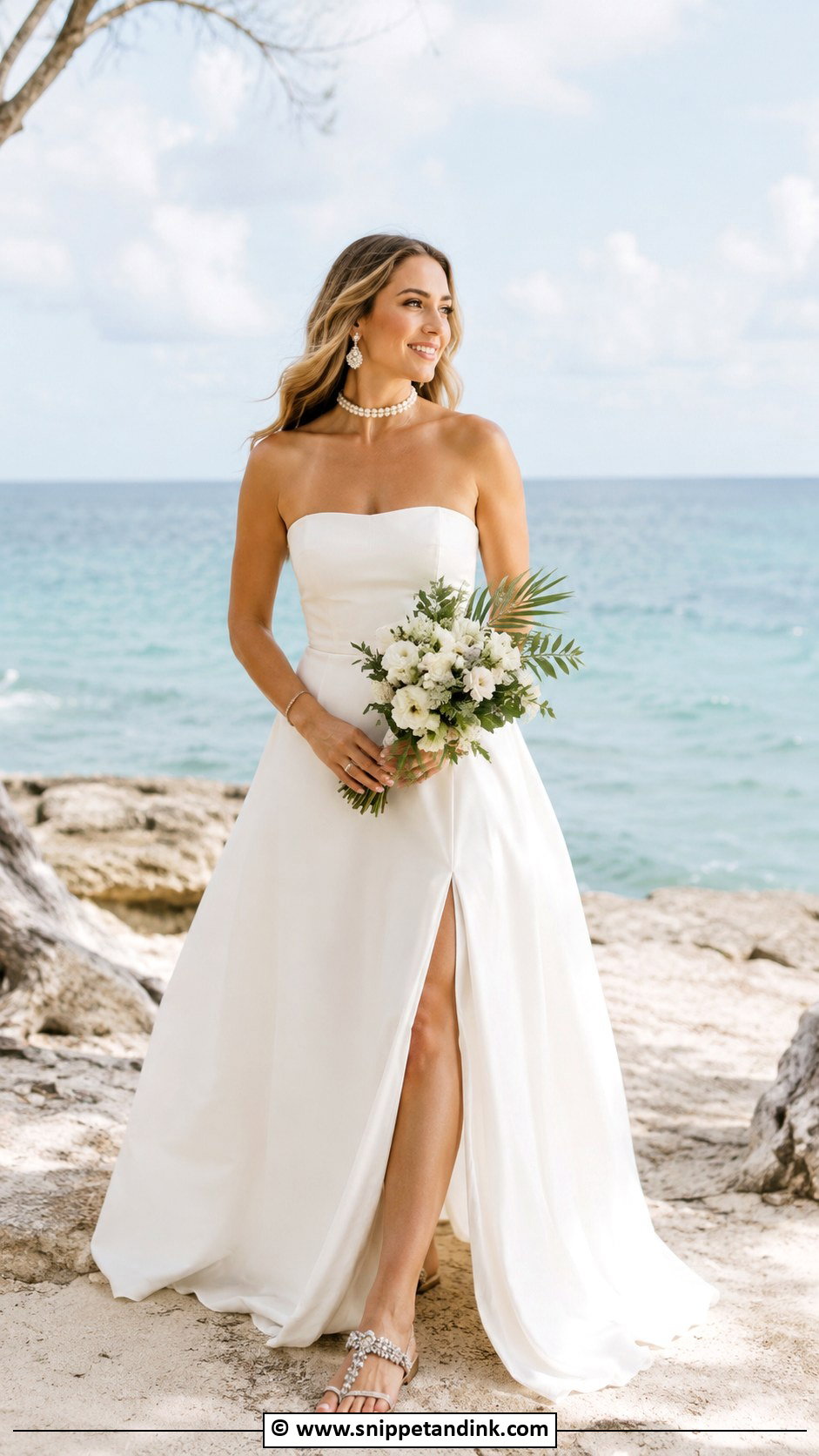 Island Wedding Strapless Dress Outfit - Snippet and Ink - 25 Island Wedding Dress Ideas