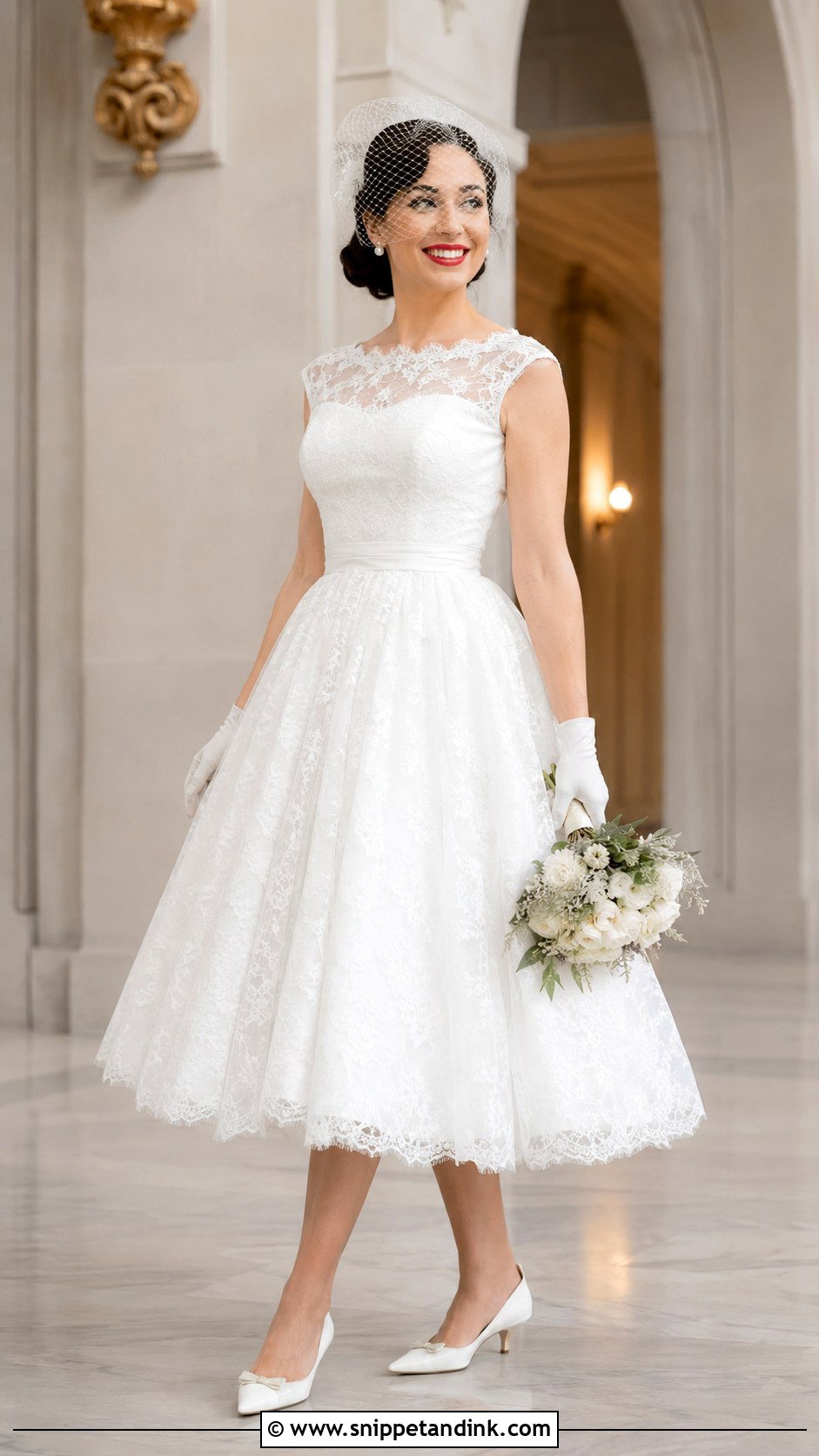 Italian 1950s Tea Length Wedding Dress - Snippet and Ink - 25 Vintage Italian Wedding Dress Ideas