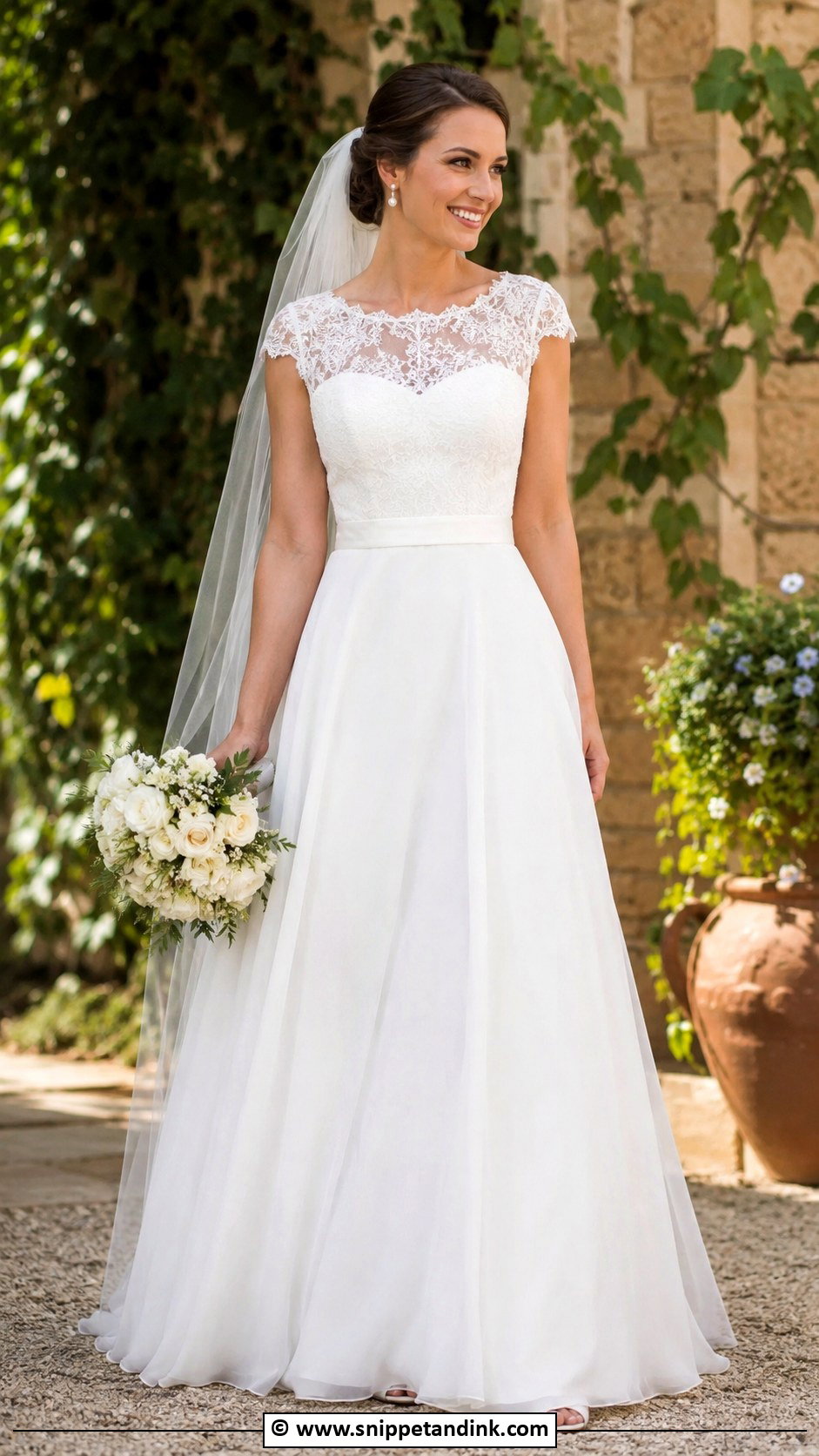 Italian Cap Sleeve Wedding Dress - Snippet and Ink - 30 Italian Wedding Dress Ideas
