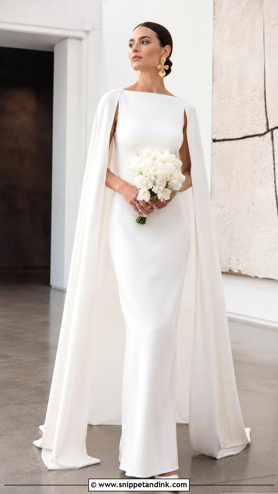 Italian Column Wedding Dress With Cape - Snippet and Ink - 20 Italian Wedding Dresses