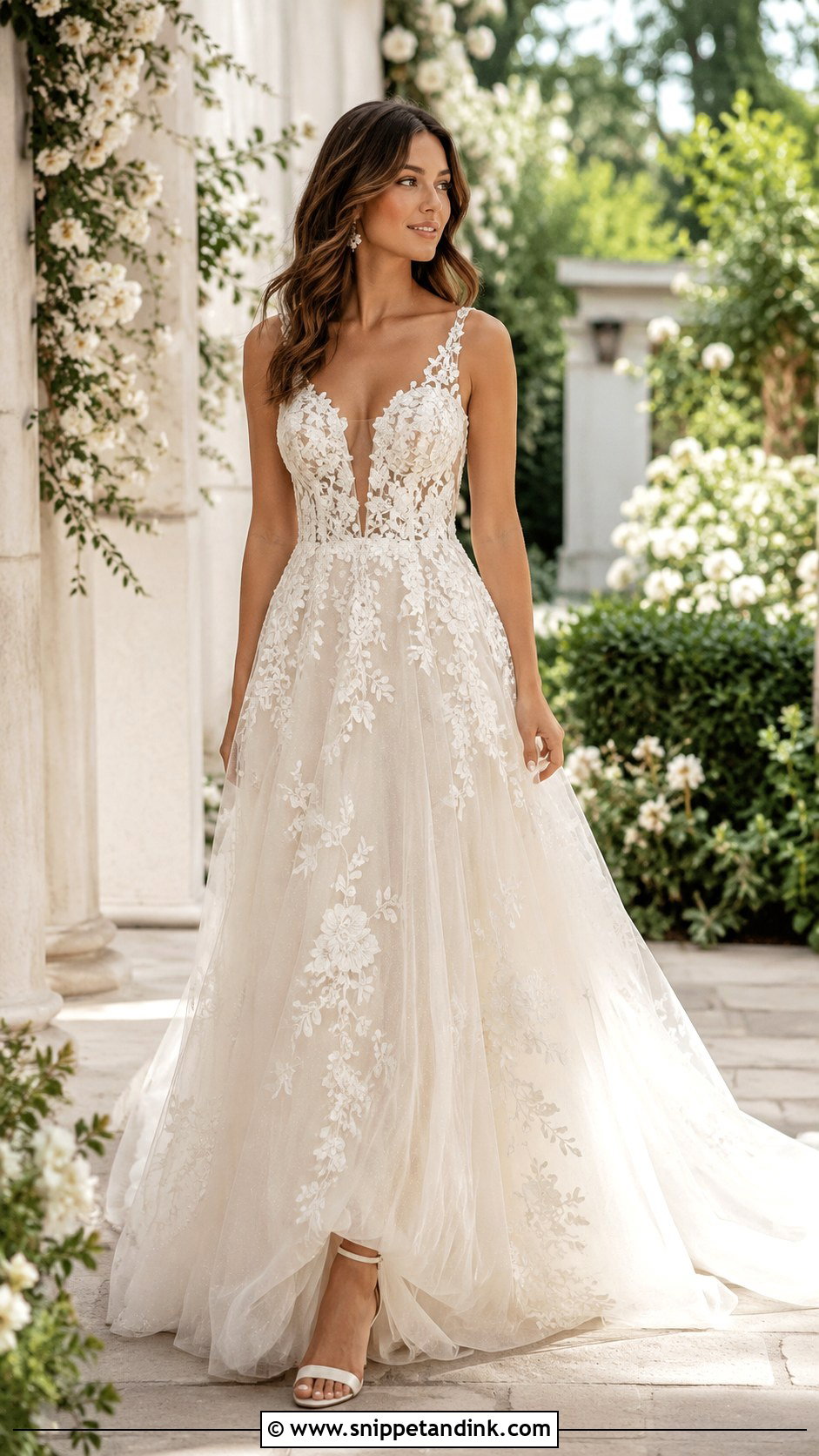 Italian Floral Applique Wedding Dress - Snippet and Ink - 25 Italian Style Wedding Dress Ideas