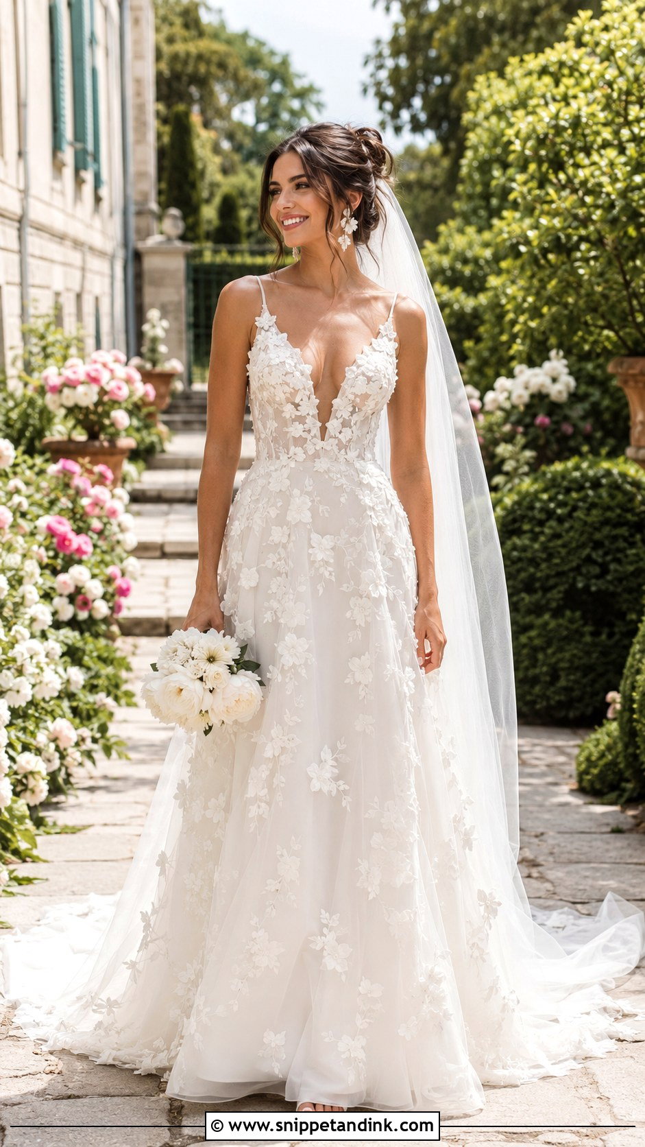 Italian Floral Applique Wedding Dress - Snippet and Ink - 20 Italian Wedding Dresses