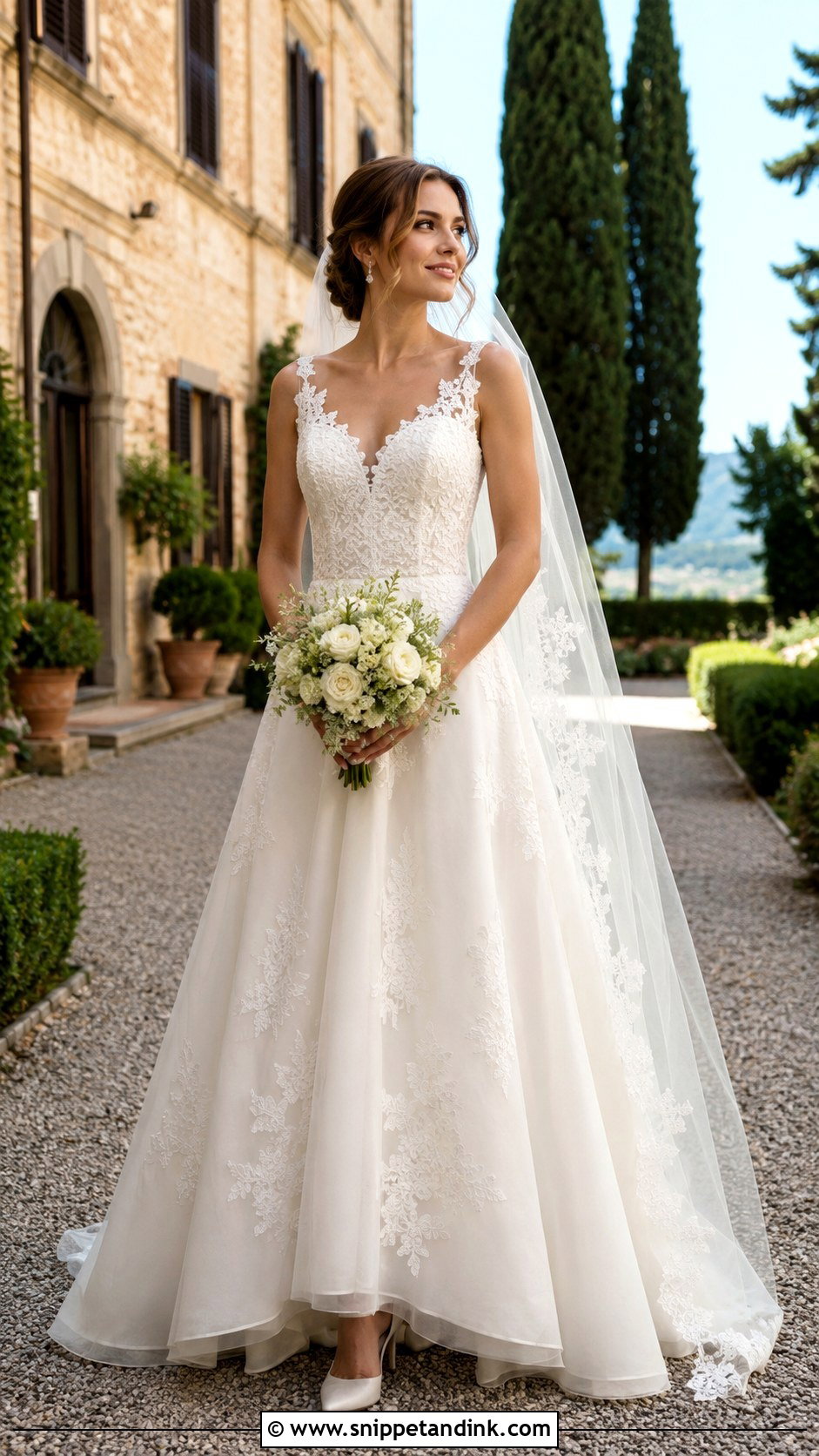 Italian Lace A Line Wedding Dress - Snippet and Ink - 20 Italy Wedding Dresses