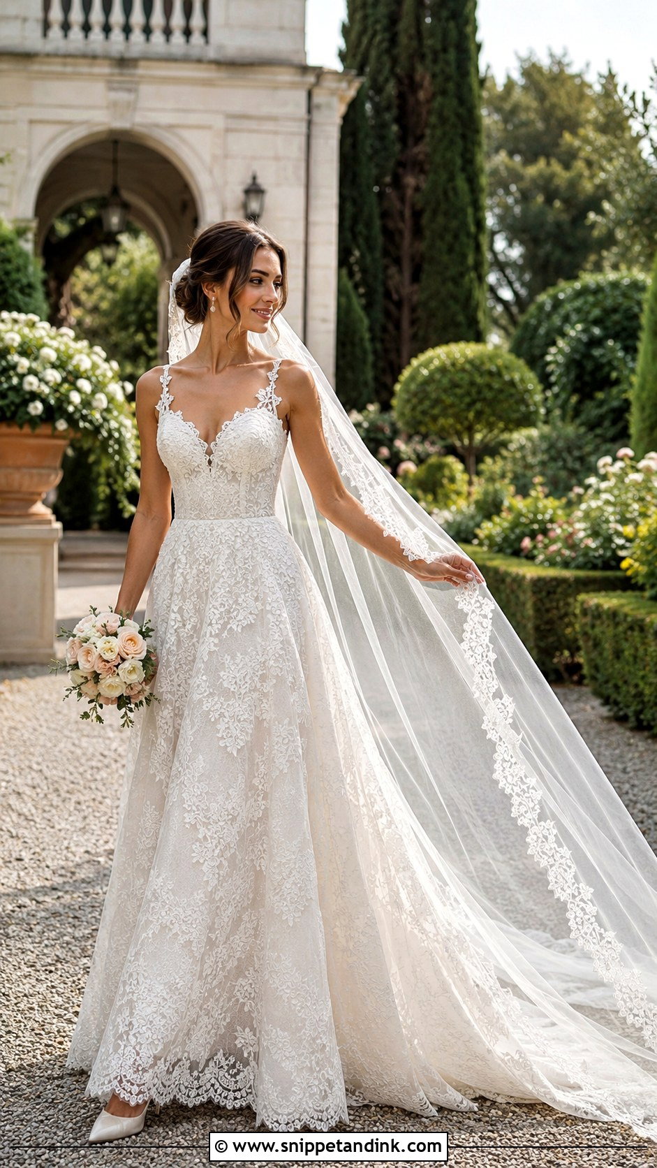 Italian Lace A Line Wedding Dress - Snippet and Ink - 20 Italian Wedding Dresses