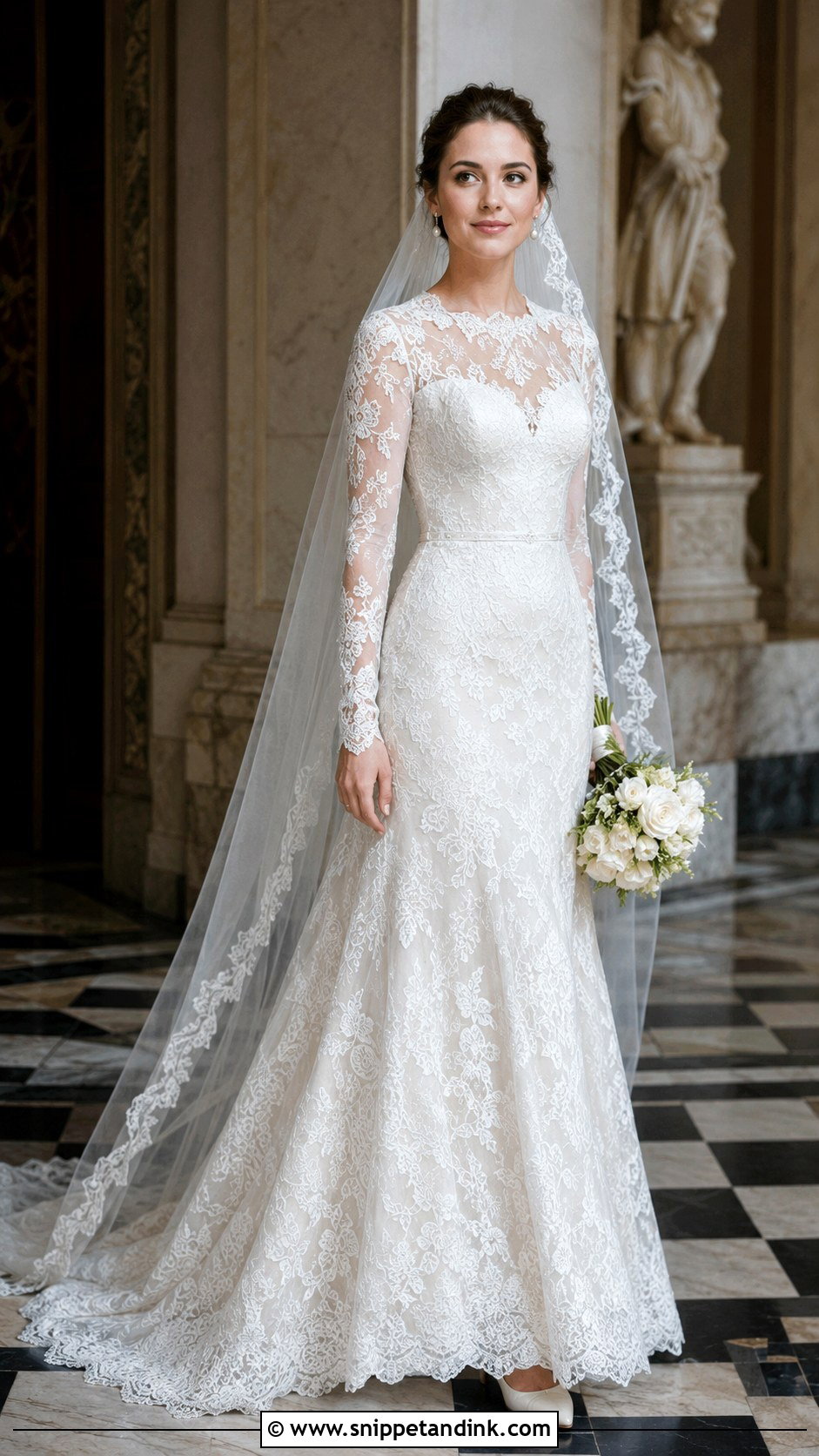 Italian Long Sleeve Lace Wedding Dress - Snippet and Ink - 20 Italian Wedding Dresses