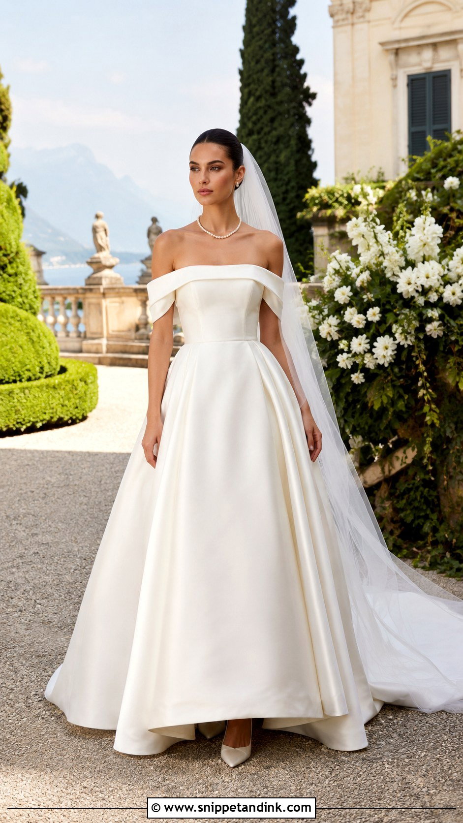 Italian Off Shoulder Wedding Dress - Snippet and Ink - 20 Italian Wedding Dresses