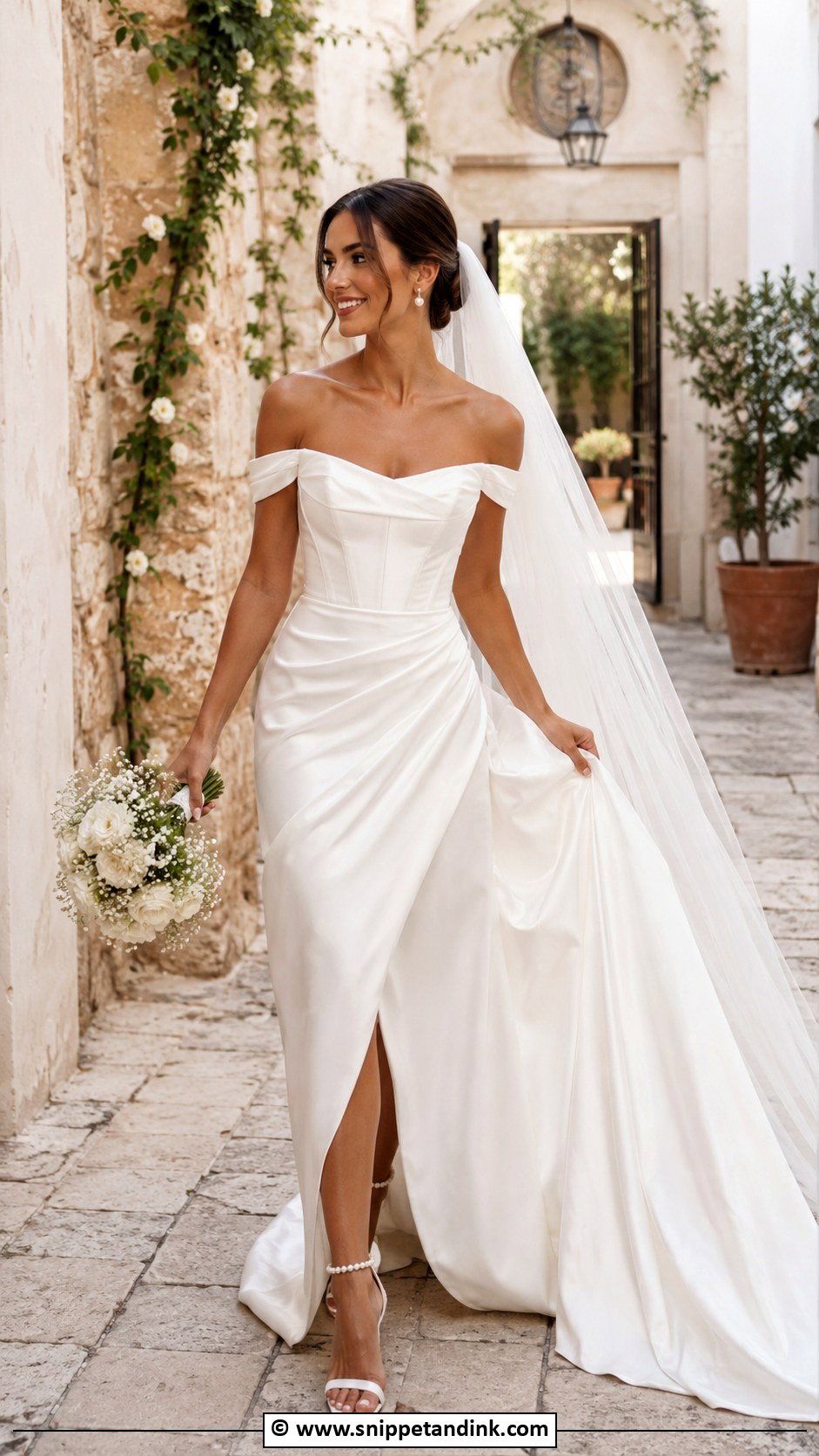 Italian Off Shoulder Wedding Dress - Snippet and Ink - 30 Italian Wedding Dress Ideas