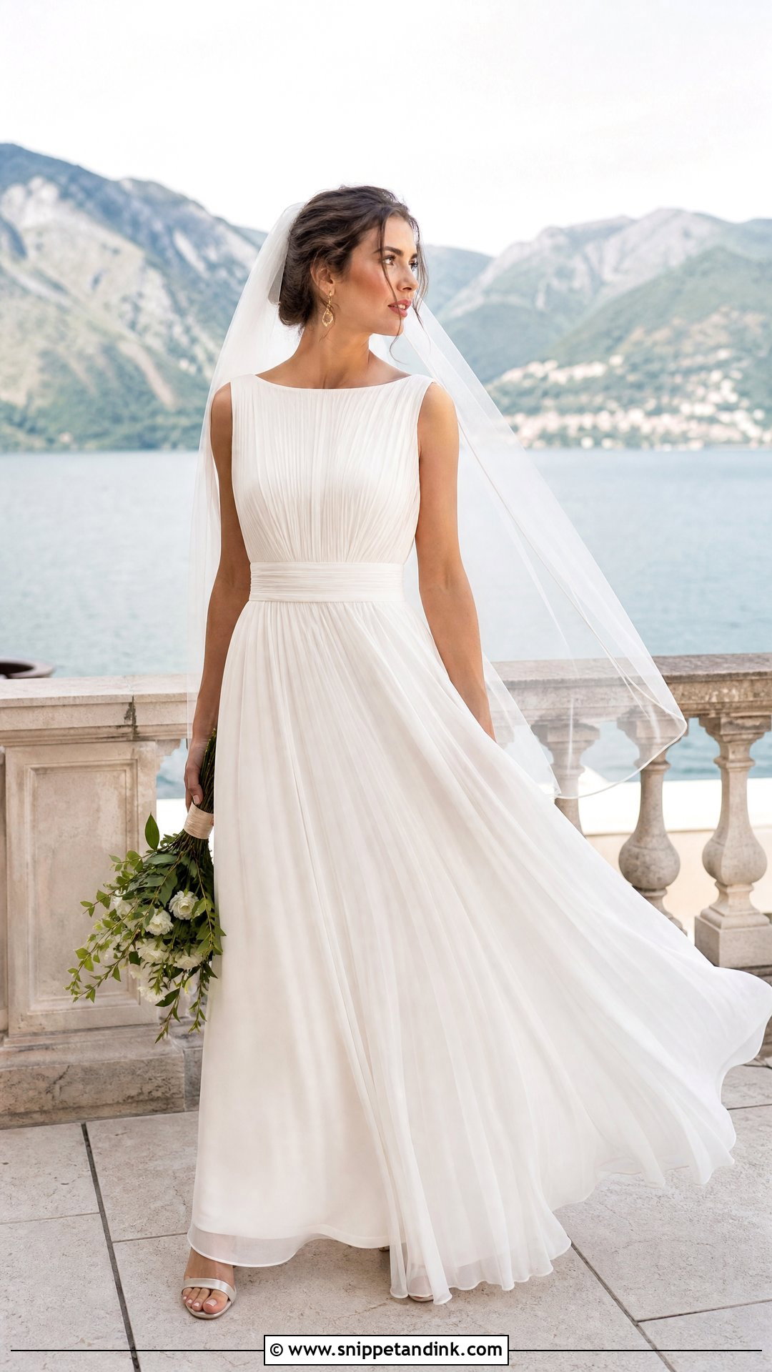Italian Pleated Chiffon Wedding Dress - Snippet and Ink - 20 Italian Wedding Dresses
