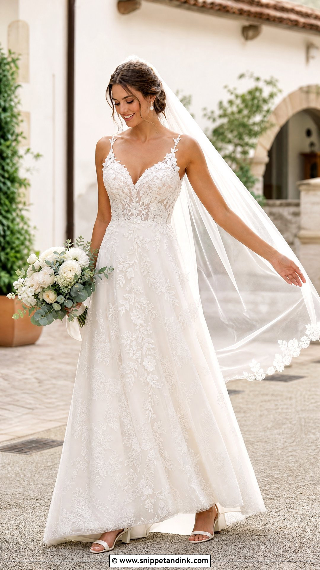 Italy Wedding Lace A Line Dress - Snippet and Ink - 25 Italy Wedding Dress Ideas