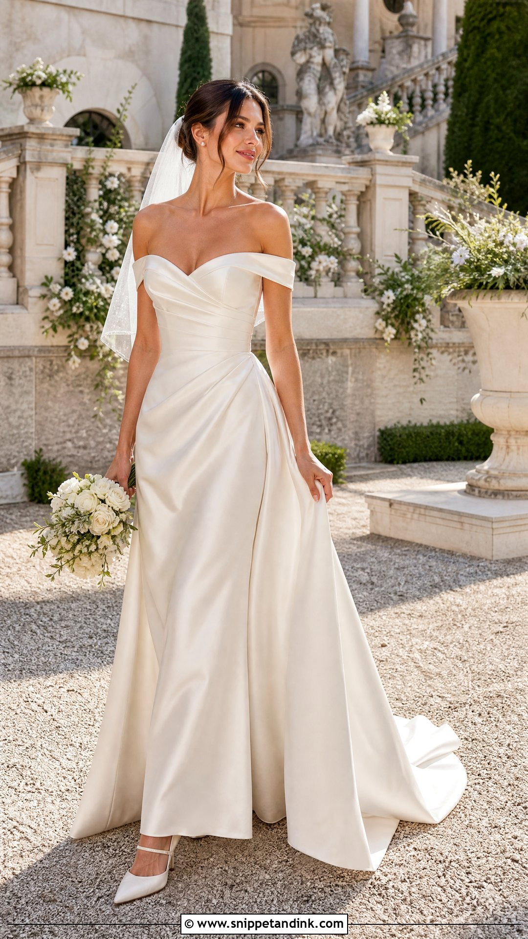 Italy Wedding Off Shoulder Dress - Snippet and Ink - 25 Italy Wedding Dress Ideas