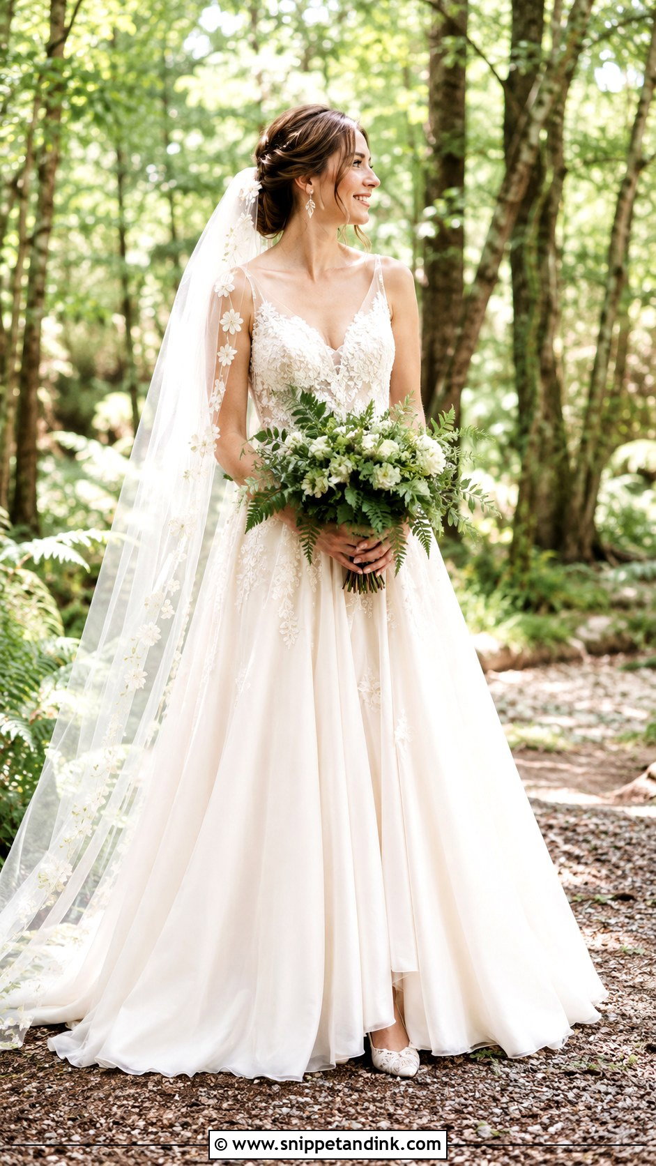 Ivory A Line Forest Wedding Dress - Snippet and Ink - 25 Enchanted Forest Wedding Dress Ideas