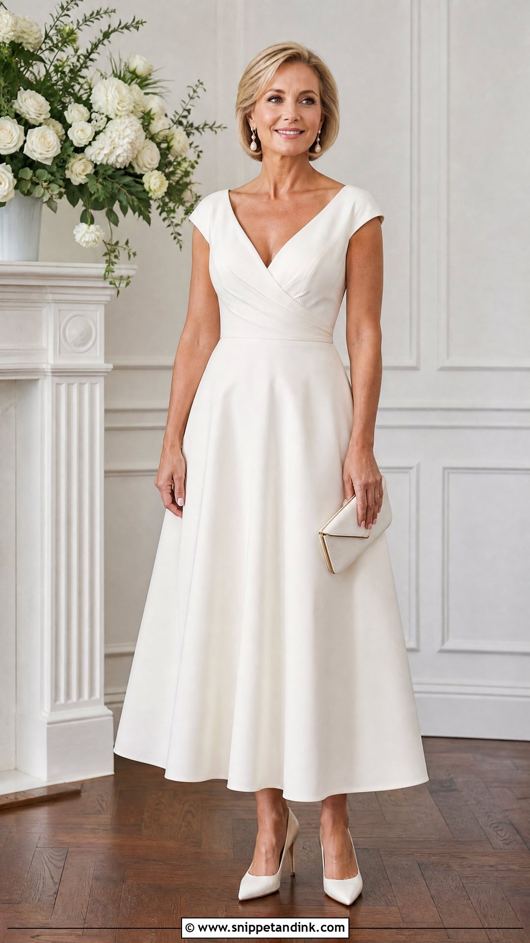 Ivory A Line Wedding Dress With Pearl Accessories - Snippet and Ink - 20 Second Marriage Wedding Dresses