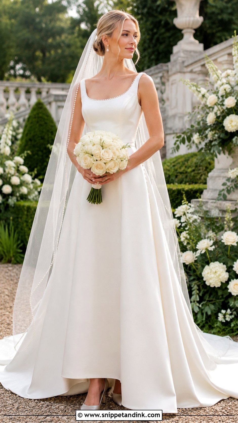 Ivory A Line Wedding Dress With Pearl Details - Snippet and Ink - 20 Classic a Line Wedding Dress Ideas