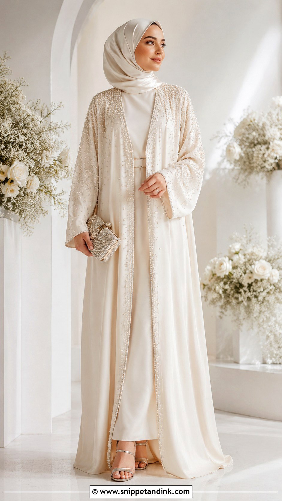Ivory Abaya Bridal Outfit - Snippet and Ink - 25 Hijab Do Wedding Ideas