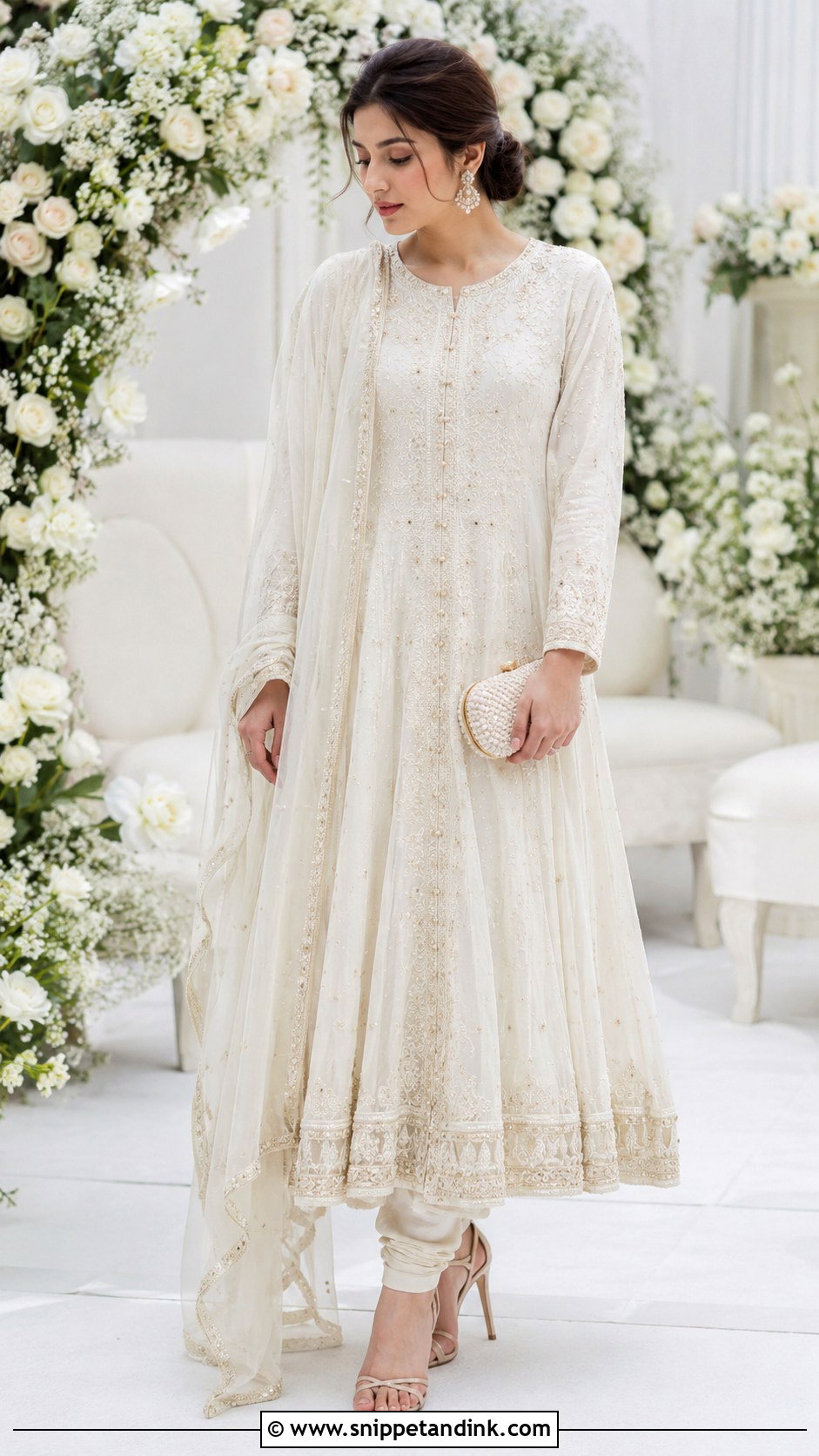 Ivory Anarkali Dress For Nikkah - Snippet and Ink - 25 Pakistani Wedding Dresses Sisters