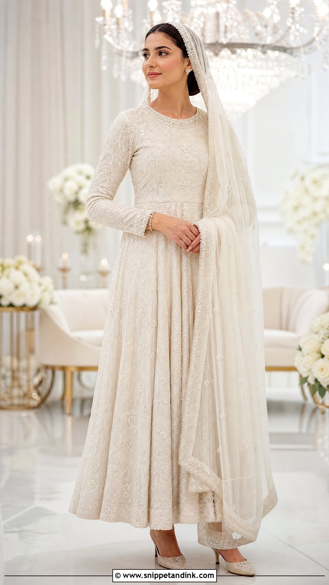 Ivory Anarkali Nikah Dress - Snippet and Ink - 20 Nikah Bridal Dress Ideas