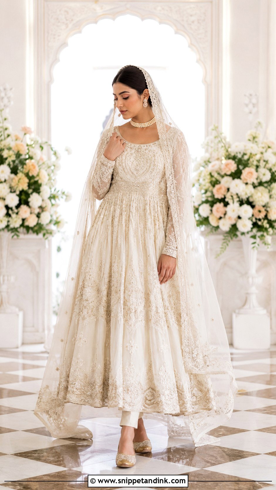 Ivory Anarkali Nikah Dress - Snippet and Ink - 20 Dress for Nikah Ideas