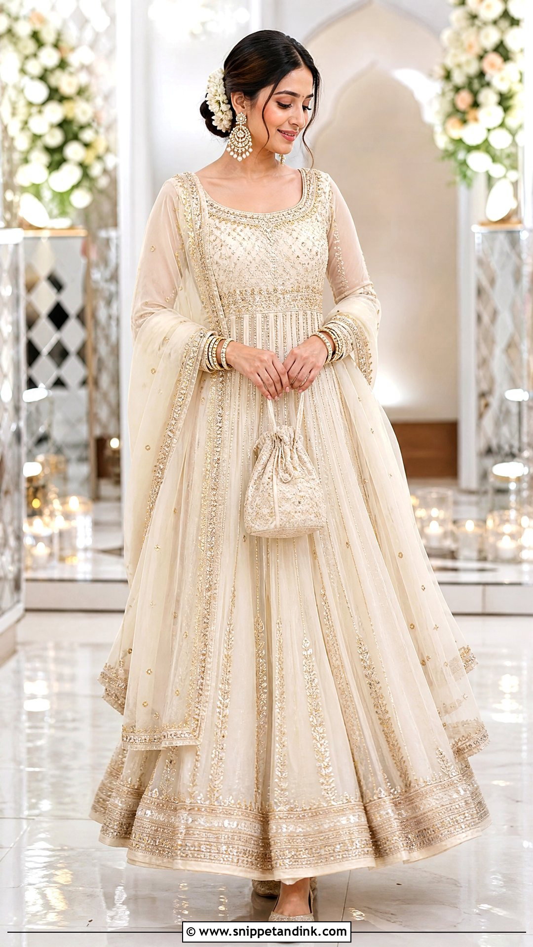 Ivory Anarkali for Sangeet Bride - Snippet and Ink - 20 Outfit for Sangeet Function for Bride Ideas