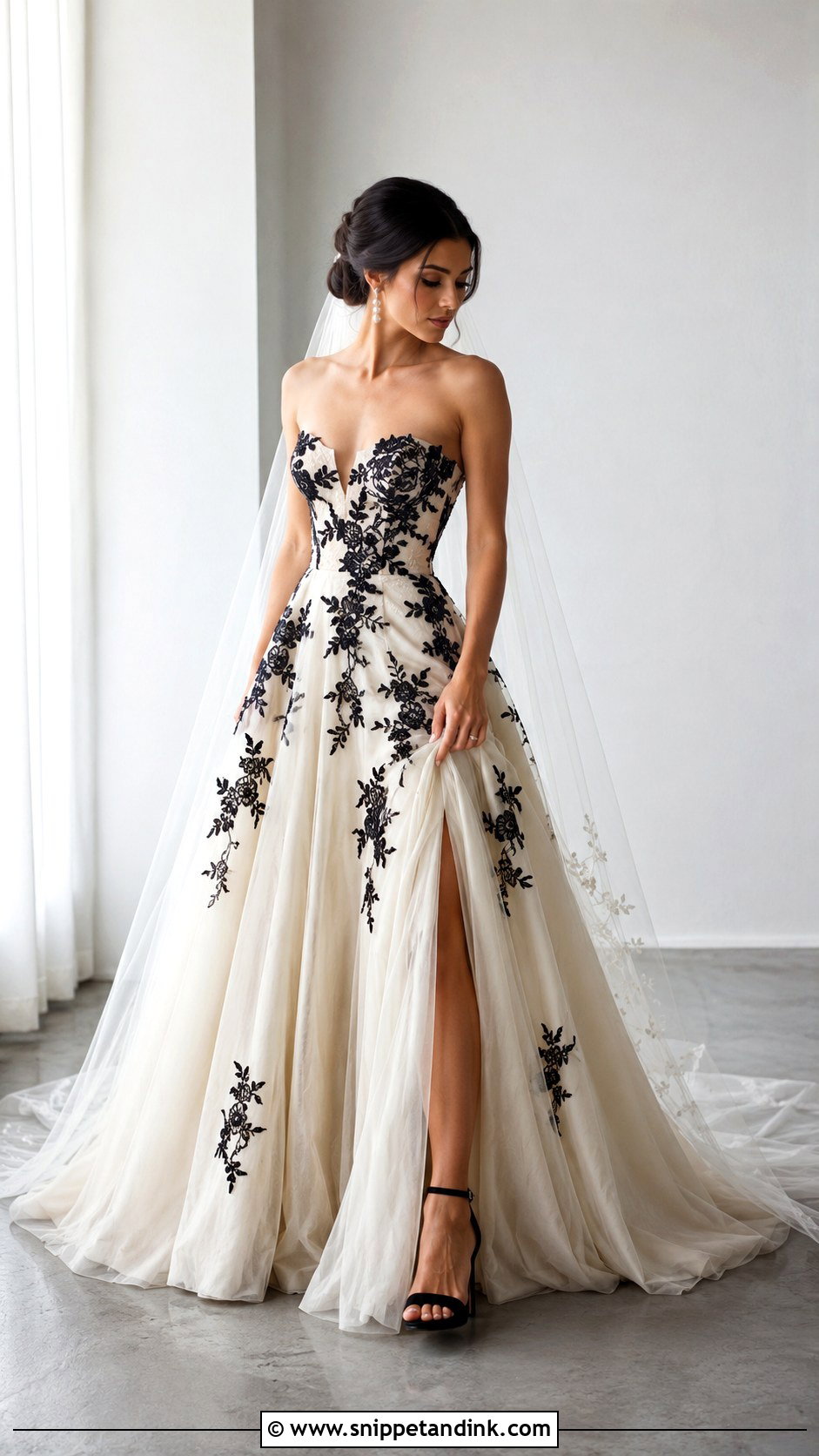 Ivory And Black Wedding Dress - Snippet and Ink - 30 Non White Wedding Dress Ideas