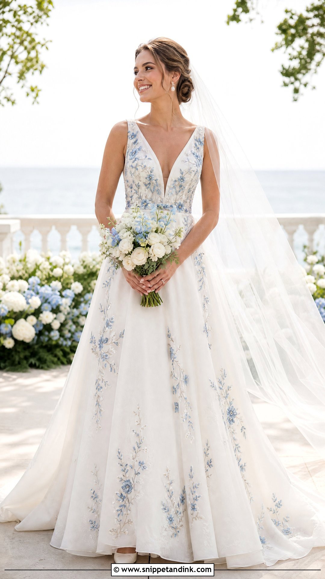 Ivory And Blue Wedding Dress - Snippet and Ink - 25 Colored Wedding Dress Ideas