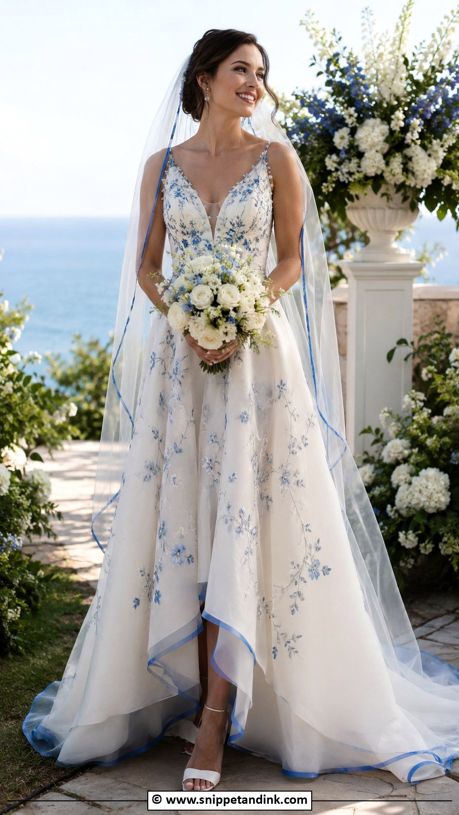 Ivory And Blue Wedding Dress - Snippet and Ink - 25 Color Wedding Dress Ideas