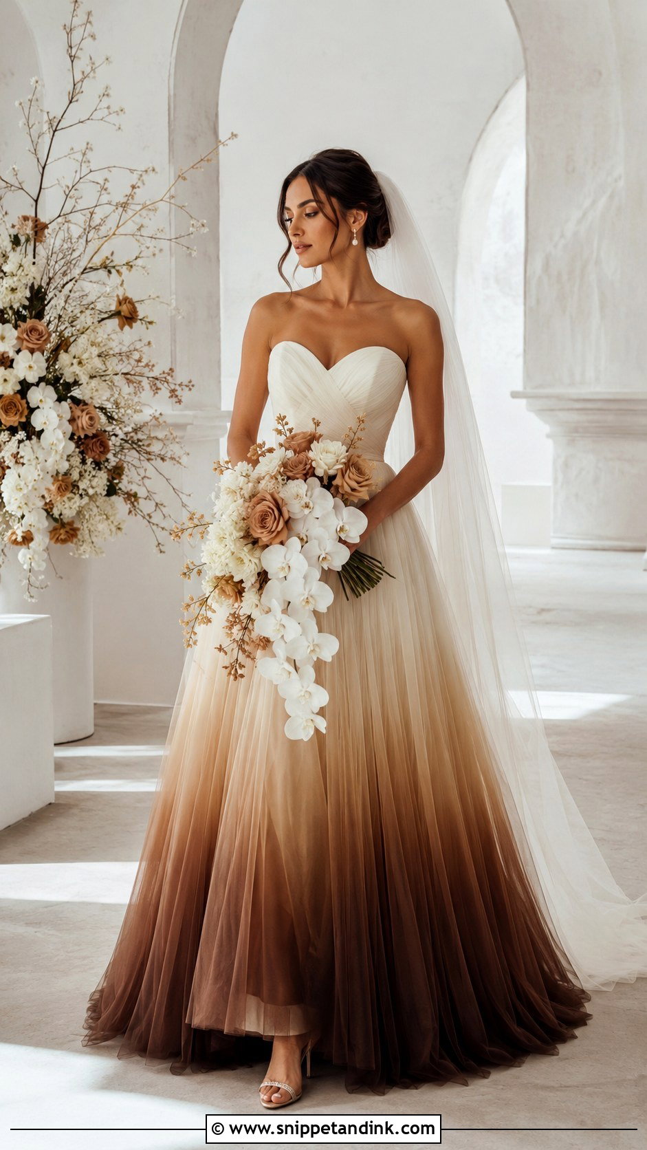 Ivory And Brown Ombre Bridal Dress - Snippet and Ink - 20 Brown Bridal Dress Ideas