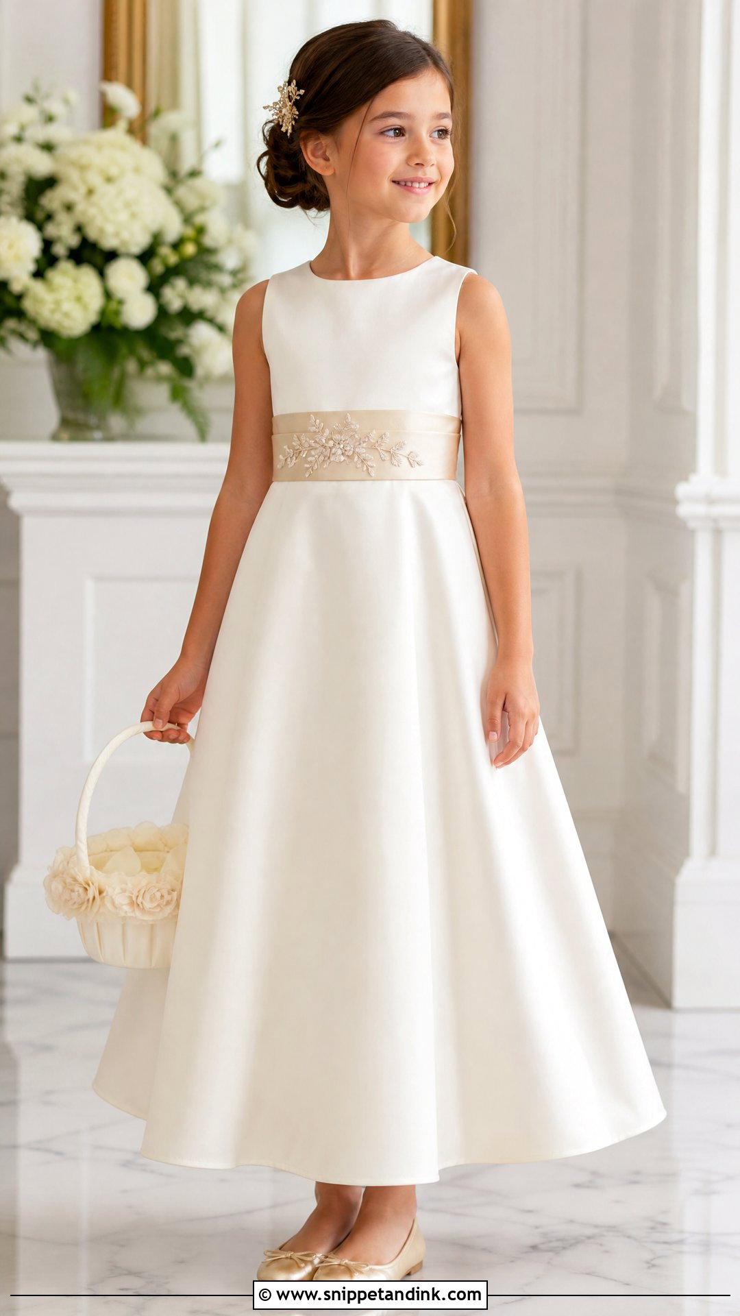 Ivory And Champagne Little Bride Gown - Snippet and Ink - 25 Little Bride Gown Styles for Kids
