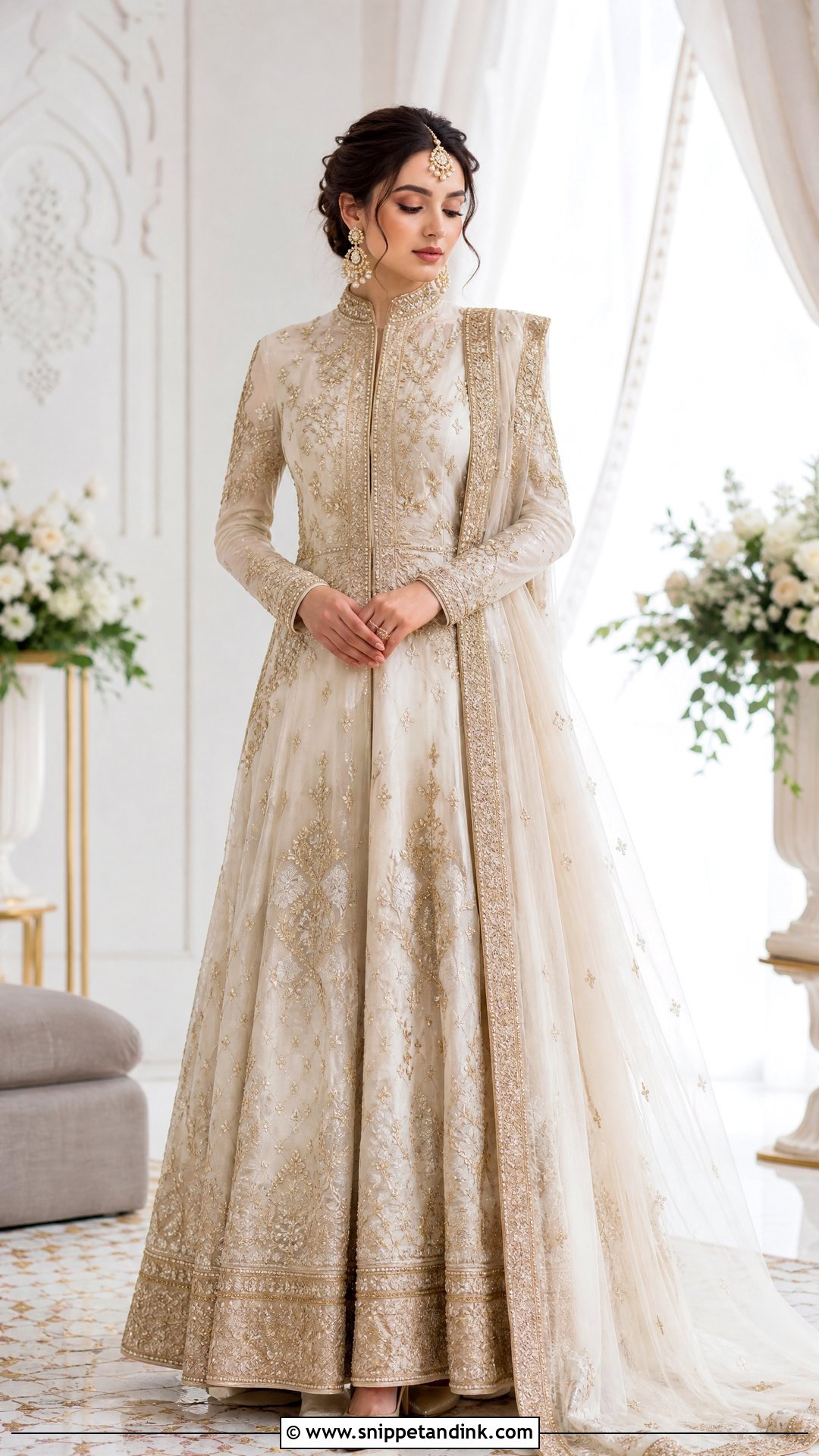 Ivory And Gold Afghan Wedding Dress - Snippet and Ink - 20 Afghan Wedding Dresses