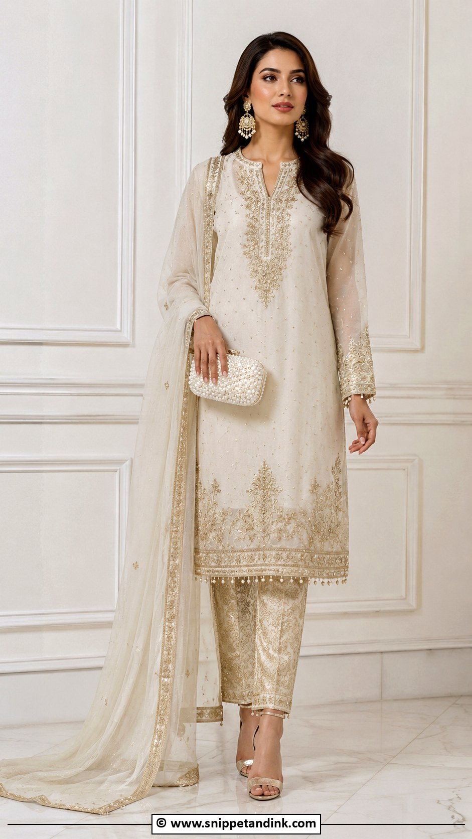 Ivory And Gold Barat Dress - Snippet and Ink - 30 Barat Dress Ideas
