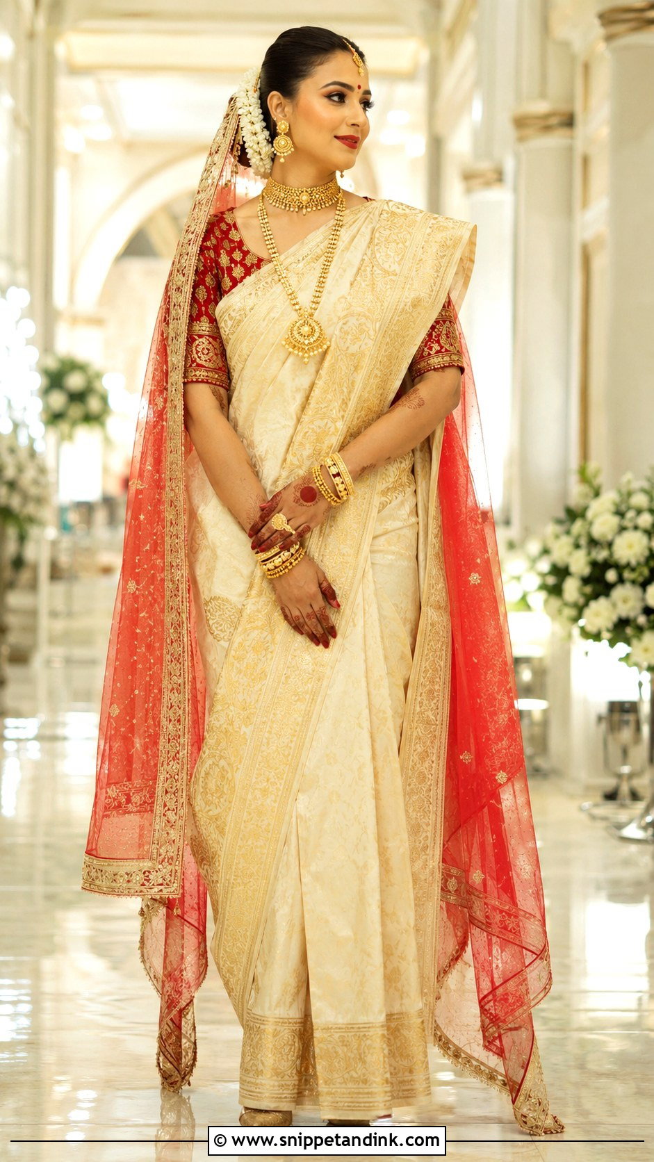 Ivory And Gold Bengali Bride - Snippet and Ink - 20 Bengali Bride Ideas