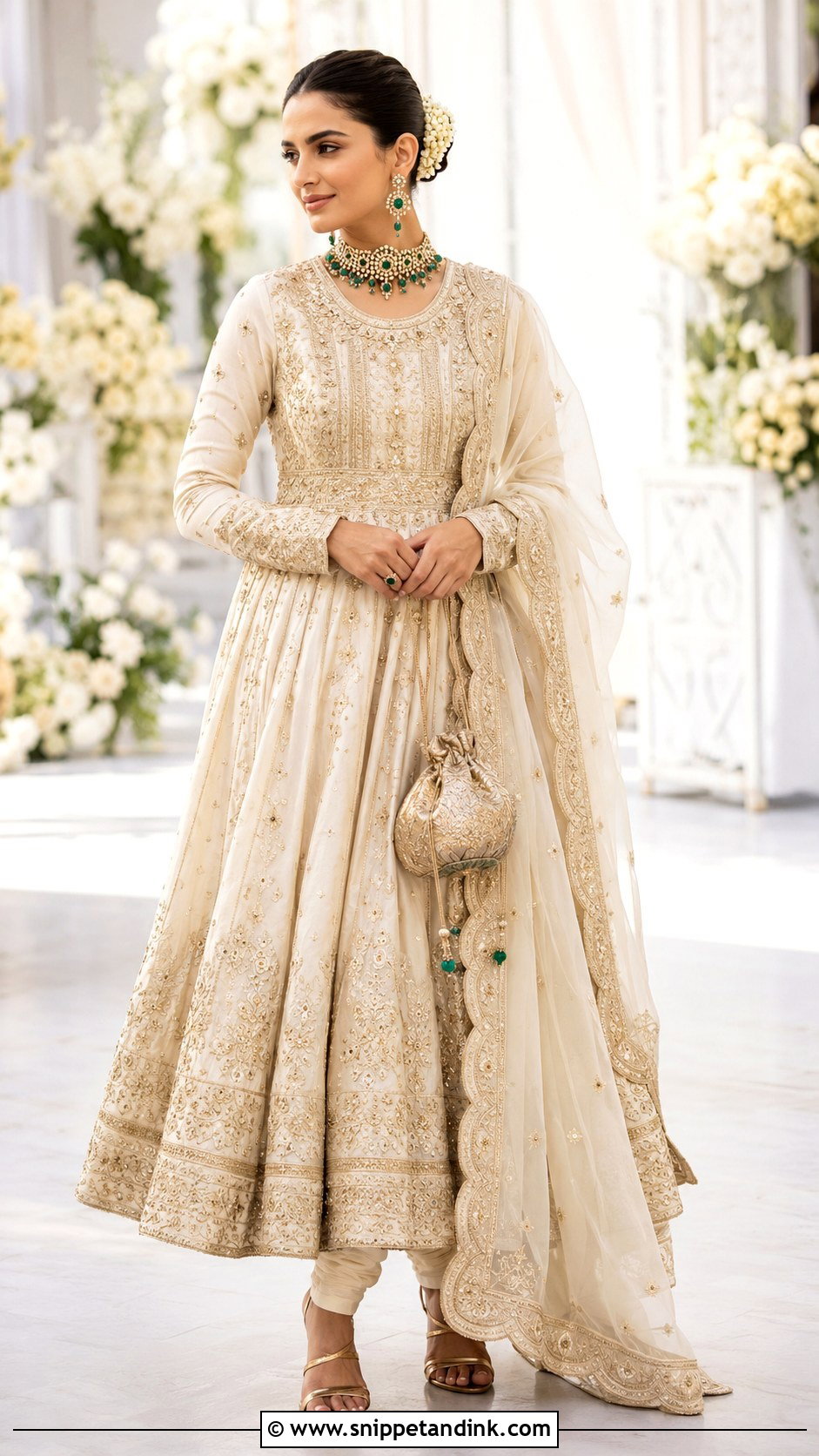 Ivory And Gold Bridal Anarkali Suit - Snippet and Ink - 20 Bridal Anarkali Suits Brides