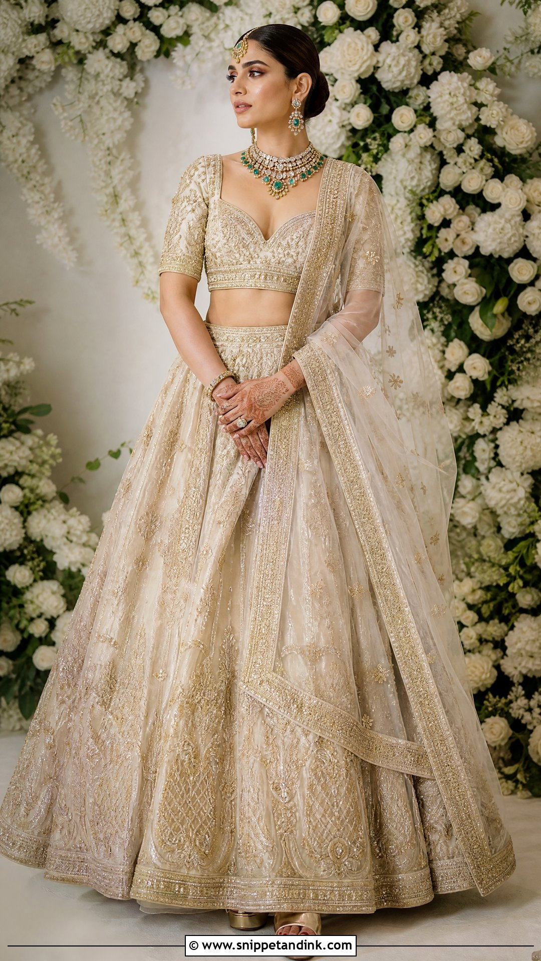 Ivory And Gold Bridal Lehenga - Snippet and Ink - 20 Indian Bridal Photos Wedding Dresses