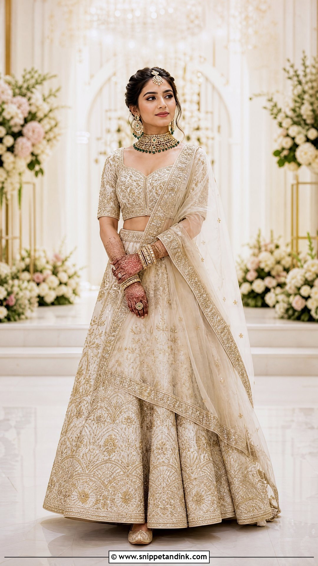 Ivory And Gold Bridal Lehenga - Snippet and Ink - 20 Royal Indian Bride Outfit Ideas