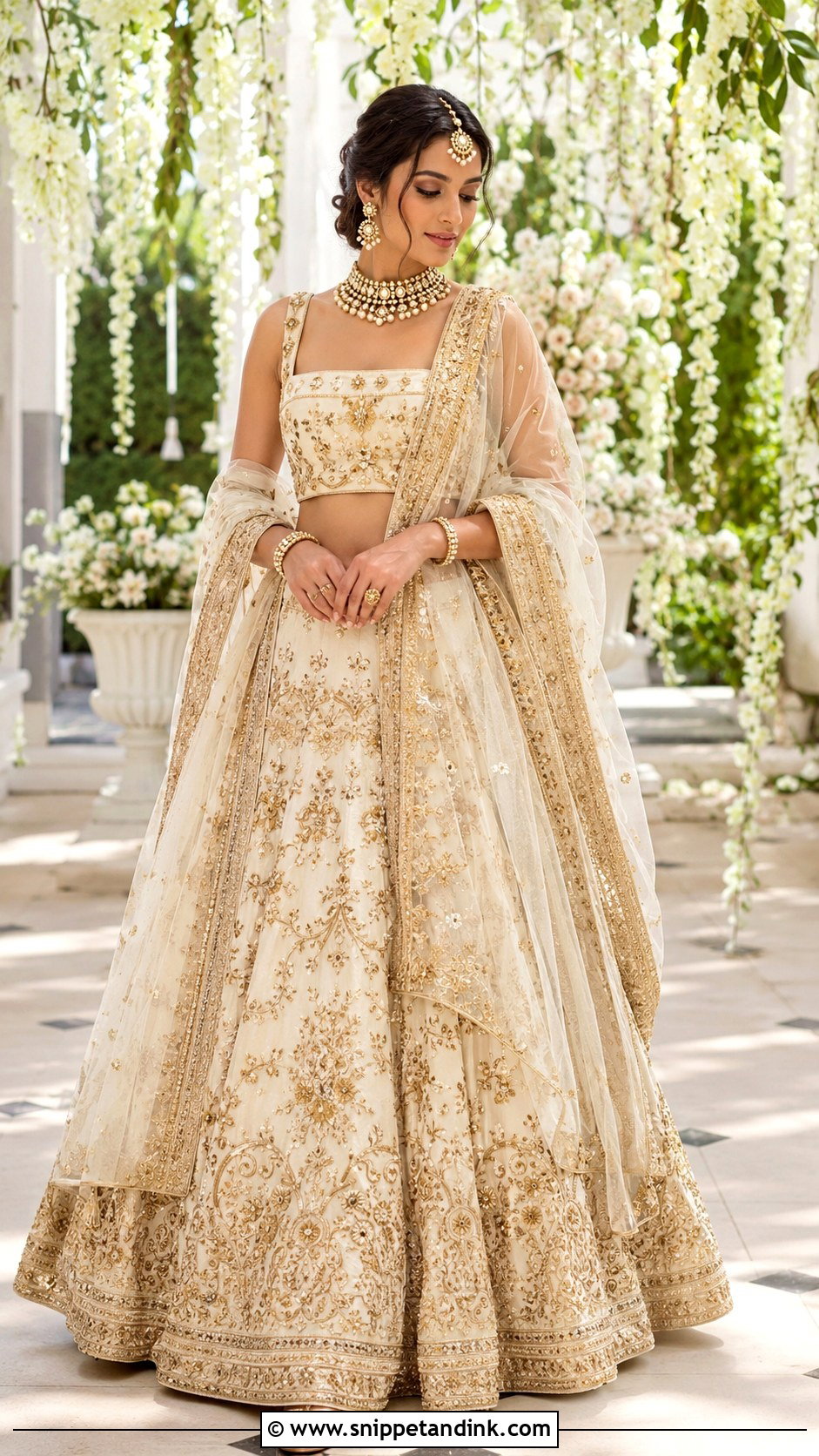 Ivory And Gold Bridal Lehenga - Snippet and Ink - 20 Lehanga Designs Bridal Collection