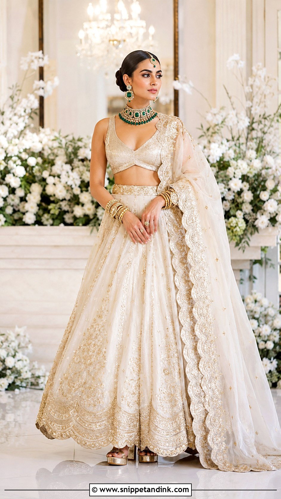 Ivory And Gold Bridal Lehenga Choli - Snippet and Ink - 20 Bride Choli Ideas