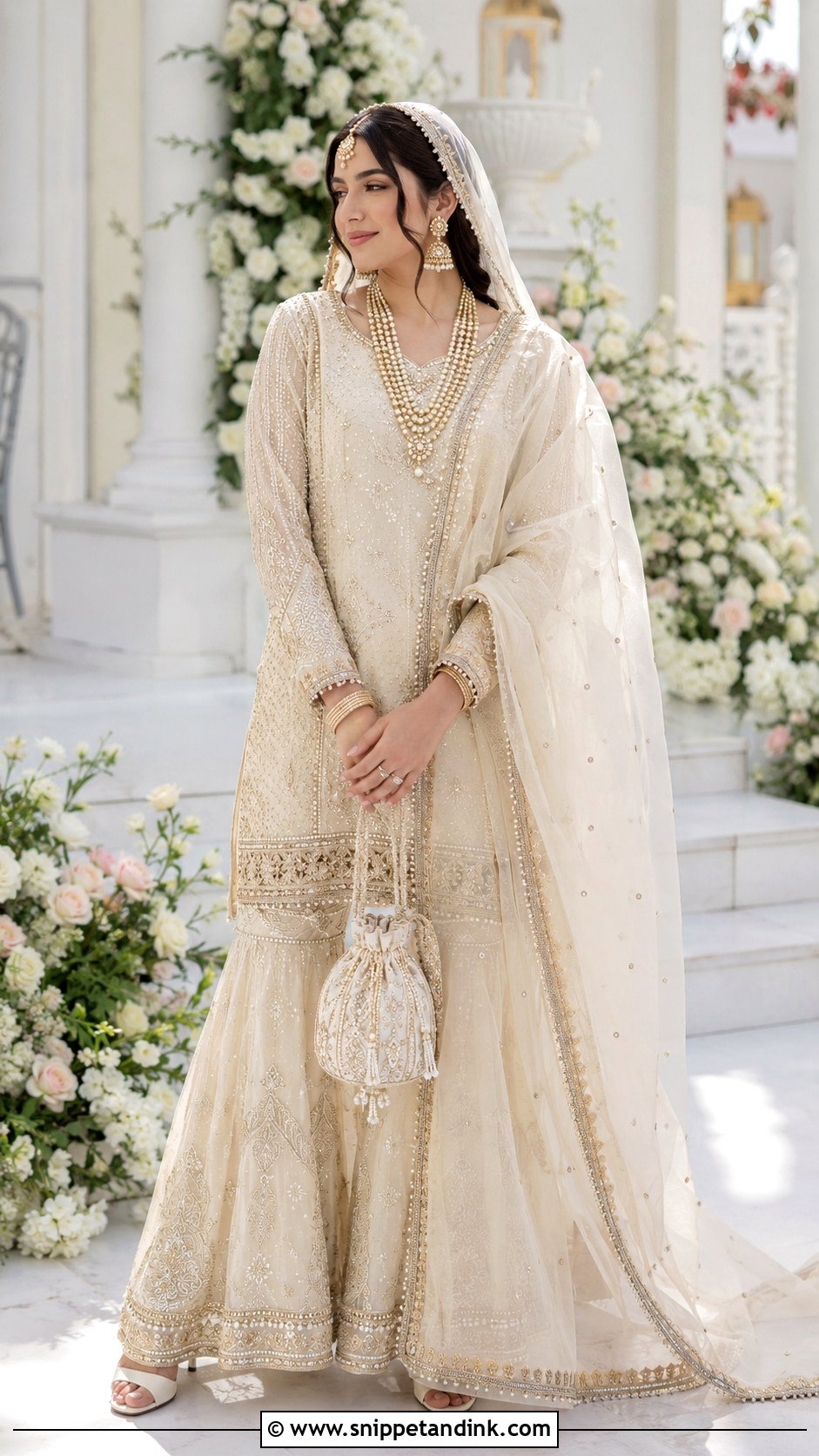 Ivory And Gold Bridal Sharara Suit - Snippet and Ink - 20 Bridal Sharara Suit Ideas