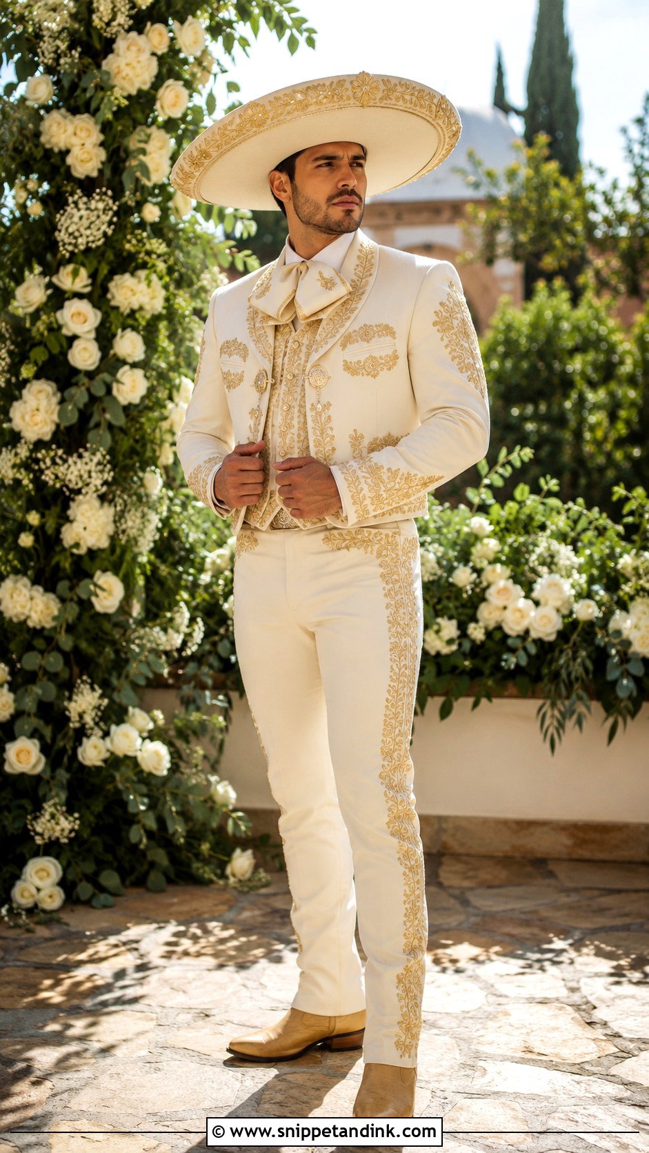 Ivory And Gold Charro Wedding Suit - Snippet and Ink - 20 Charro Wedding Suit Ideas