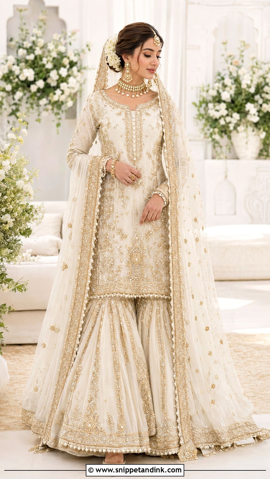 Ivory And Gold Garara Bridal Dress - Snippet and Ink - 20 Garara Bridal Dress Ideas