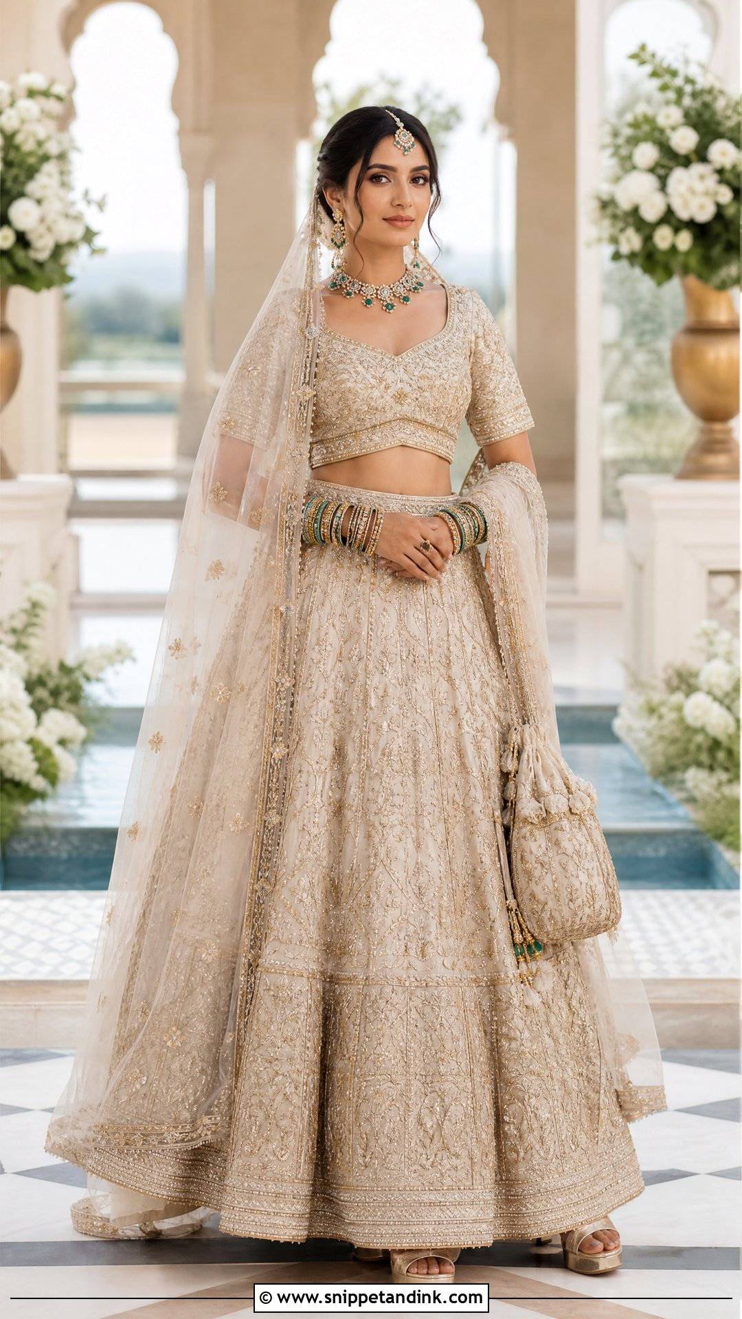 Ivory And Gold Indian Bridal Lehenga - Snippet and Ink - 20 Indian Bride Wedding Dress Ideas